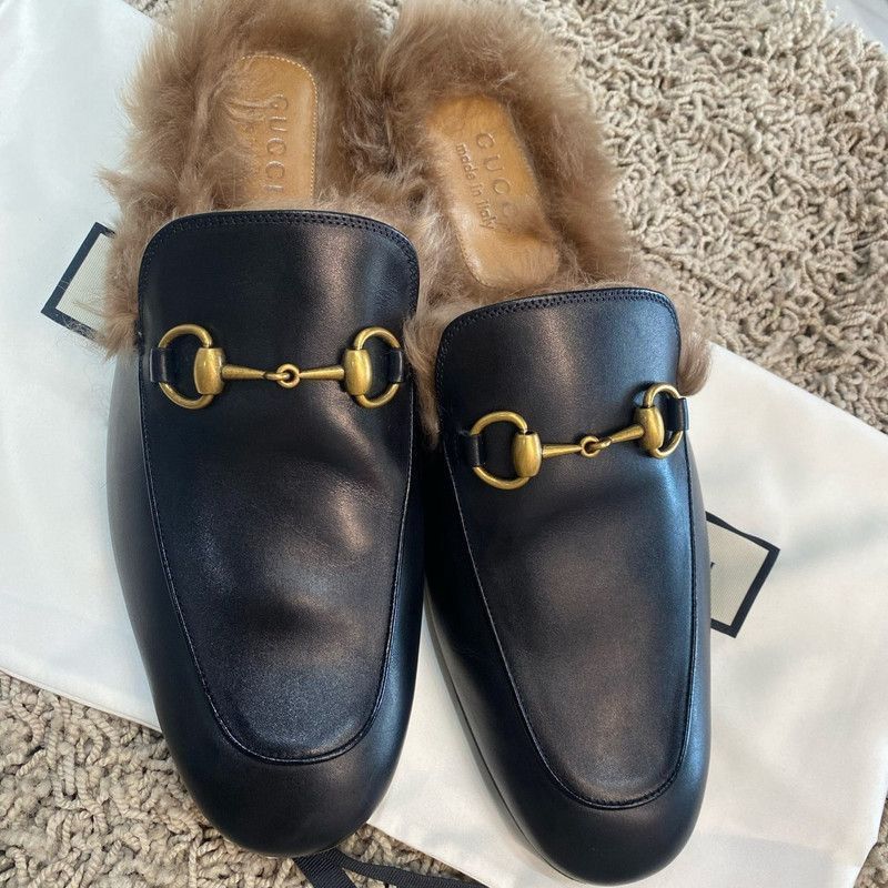 Gucci Gucci Black Lambskin Slip-On Mules - Size US 9 / EU 42 - 1 Thumbnail