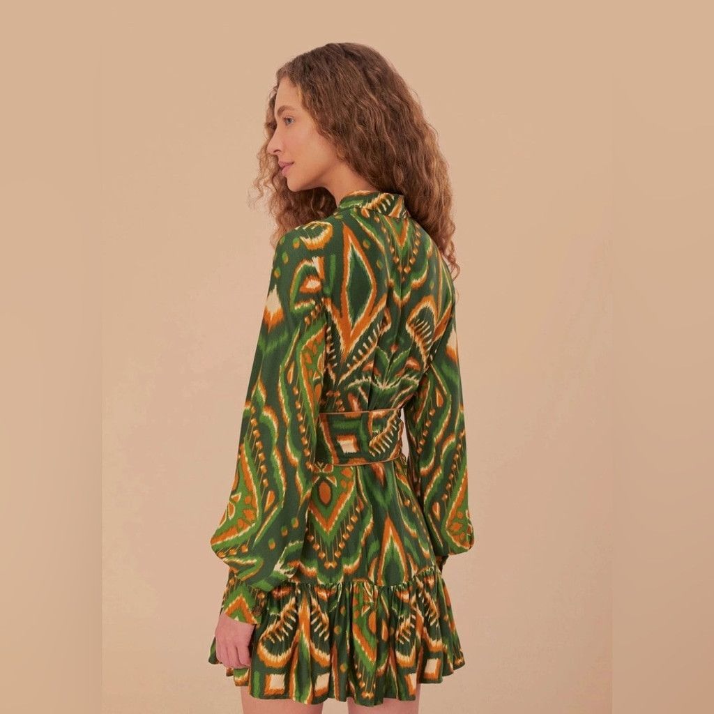 Farm Rio FARM Rio Pineapple Ikat Long Sleeve Shirtdress Dress Size M / US 6-8 / IT 42-44 - 10 Thumbnail