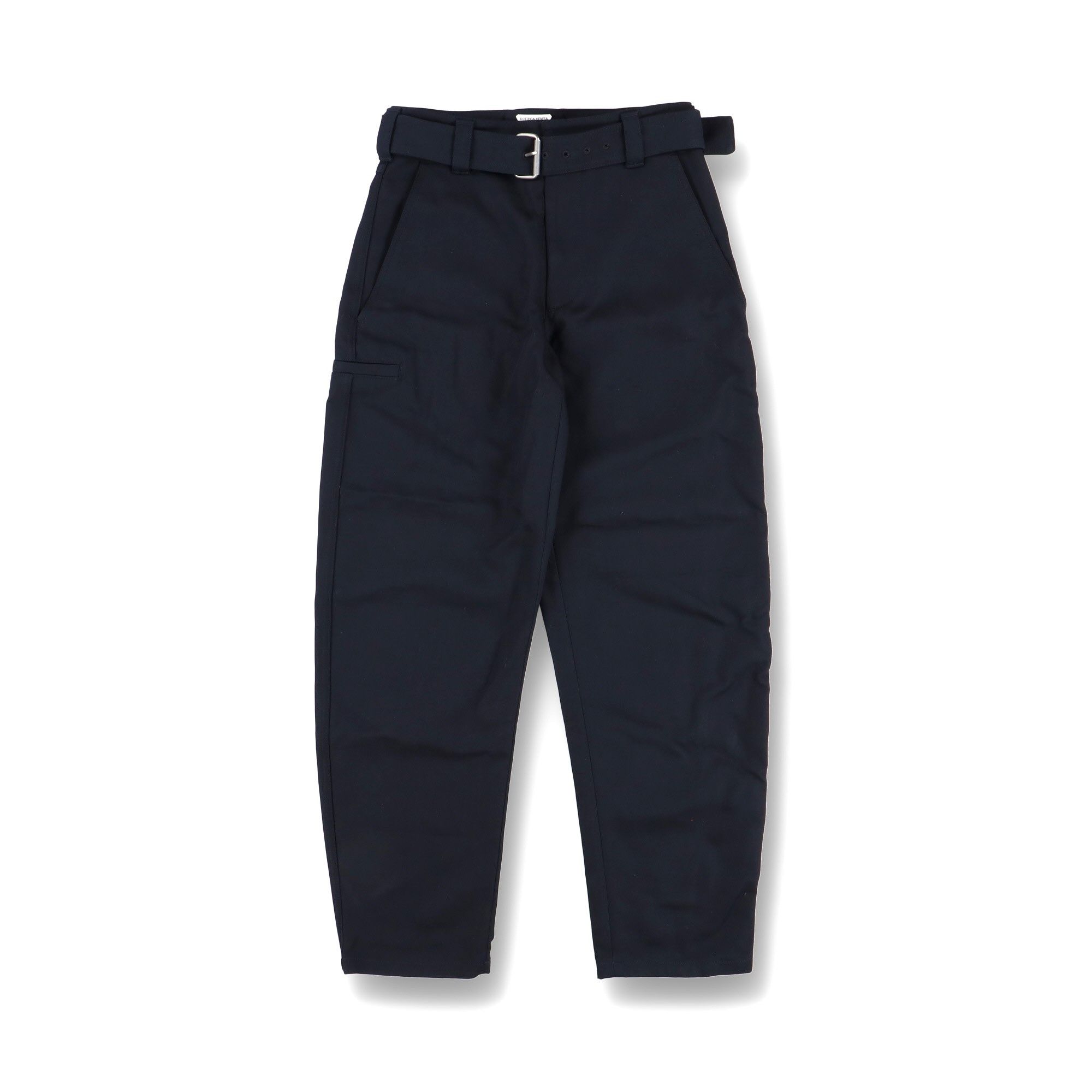 Bottega Veneta Navy Blue Belted Barrel-Leg Trousers Size 24" / US 00 / IT 34 - 1 Thumbnail
