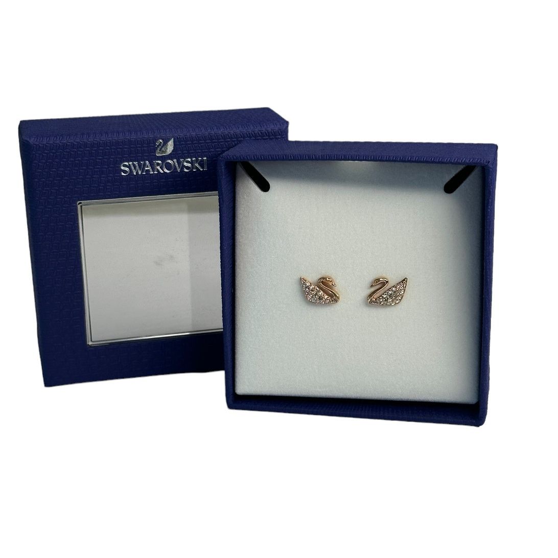 Swarovski Swan, White, Rose gold-tone plated stud earrings