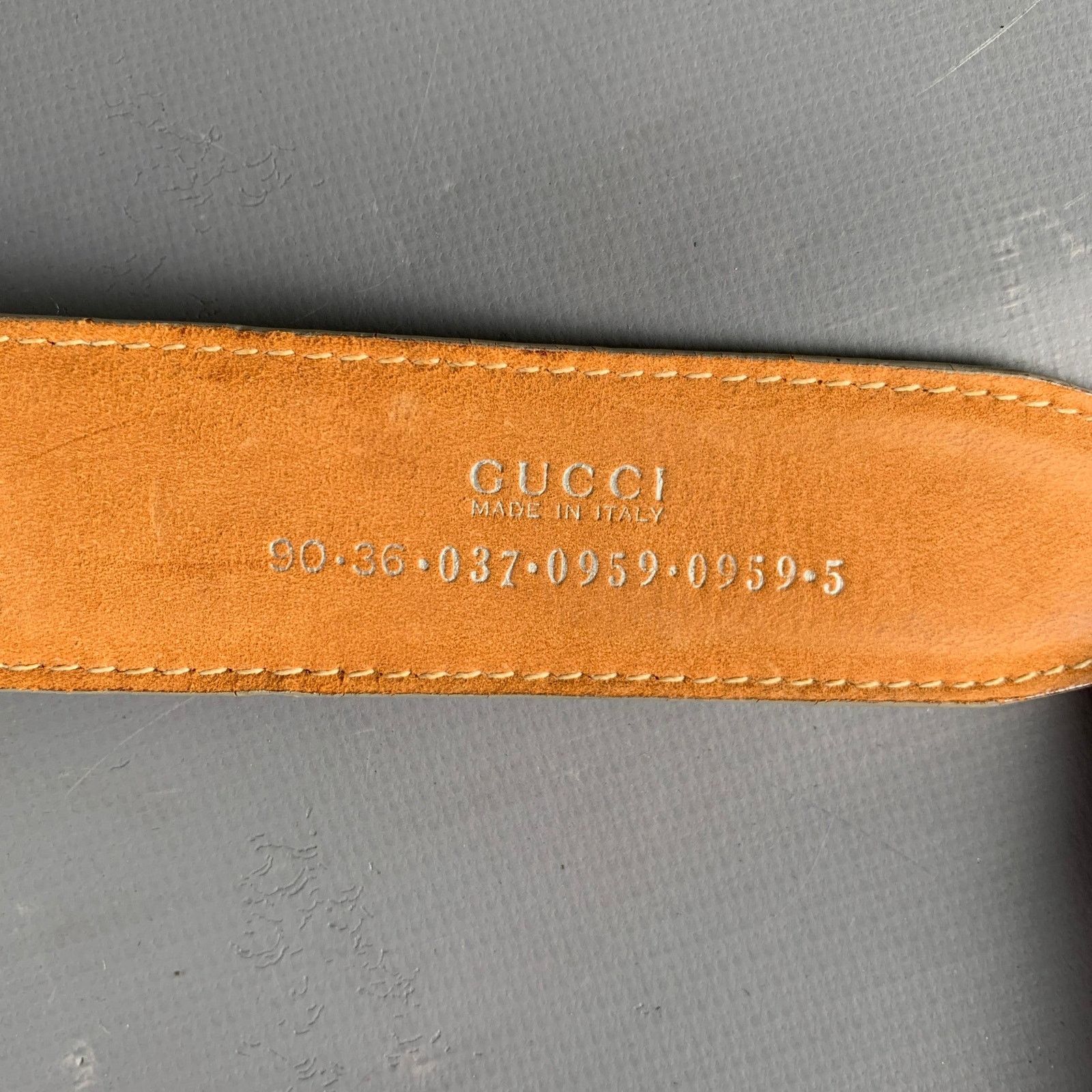Gucci GUCCI Size 36 Beige Silver Leather Belt Size 36 - 8 Thumbnail