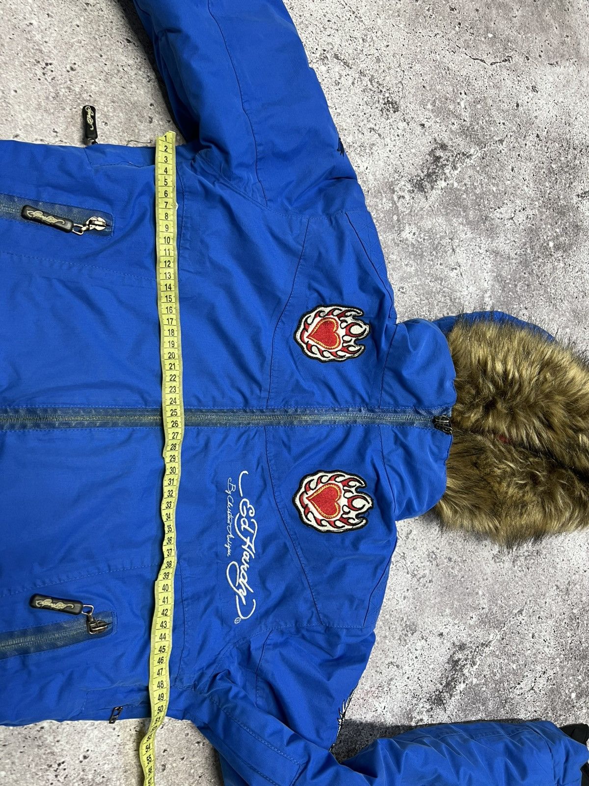 Ed Hardy Ed Hardy by Christian Audigier Embroidered Fur Bomber Jacket Size M / US 6-8 / IT 42-44 - 21 Thumbnail
