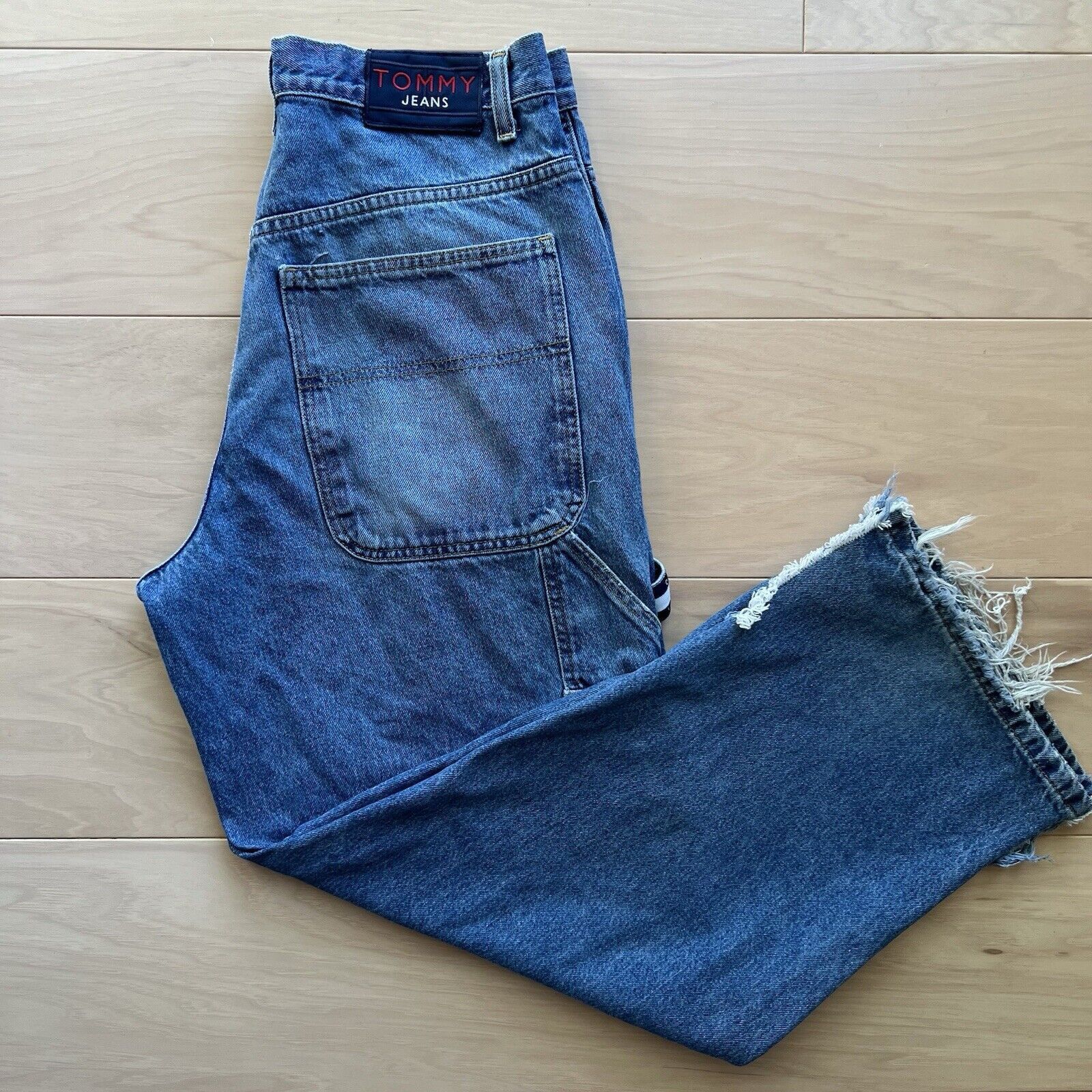 Tommy Hilfiger × Vintage Vintage Tommy Hilfiger Carpenter Jeans 31x28 Blue 90s Baggy Size US 31 - 2 Thumbnail