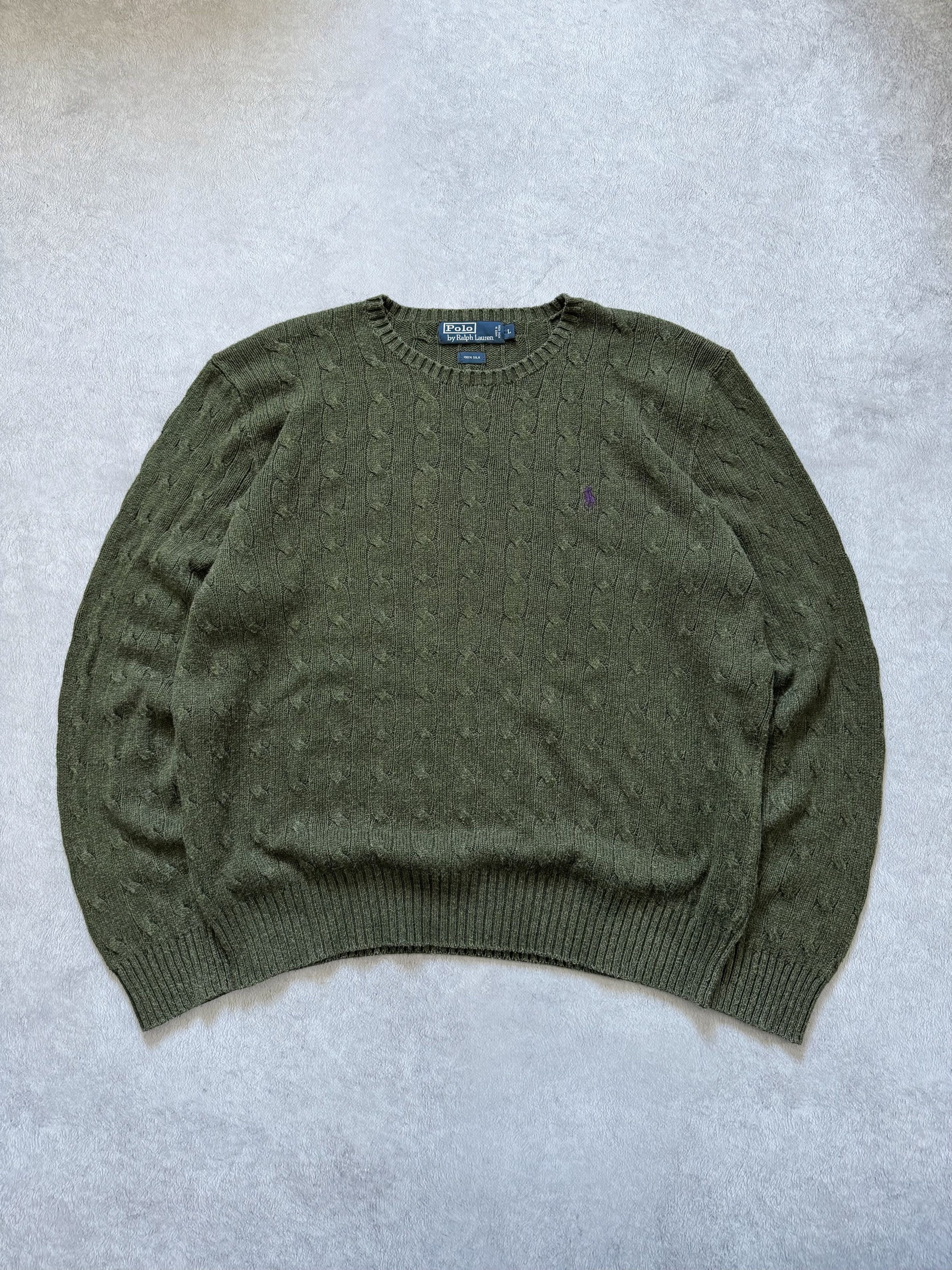 Polo Ralph Lauren Vintage 90s Polo Ralph Lauren Tussah Silk Cable Knit Sweater Size US L / EU 52-54 / 3 - 9 Thumbnail
