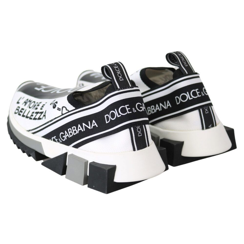 Dolce & Gabbana Dolce & Gabbana White Black Slip On Sorrento Sneakers Size US 6 / IT 36 - 7 Thumbnail