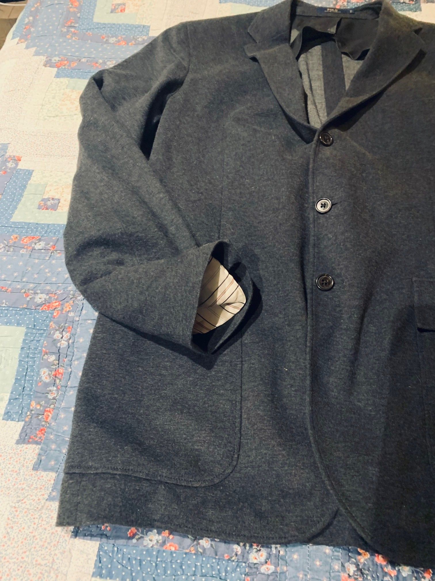 Polo Ralph Lauren Dark Gray Stretchy Cotton/Ploy Fabric Blazer Size 42R - 5 Thumbnail