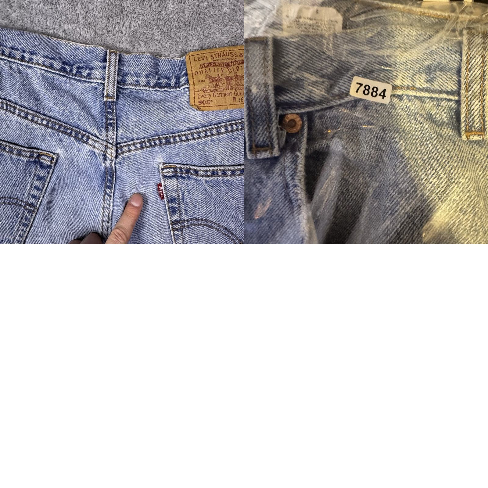 Levi's VINTAGE Levi's 505 Jeans Mens 34x34 Regular Straight Paper Tag Batwing 90s Y2K Size 34 Blue Denim Leather Belt Loops 5-Pocket Mens Regular Jeans Size US 36 / EU 52 - 10 Thumbnail