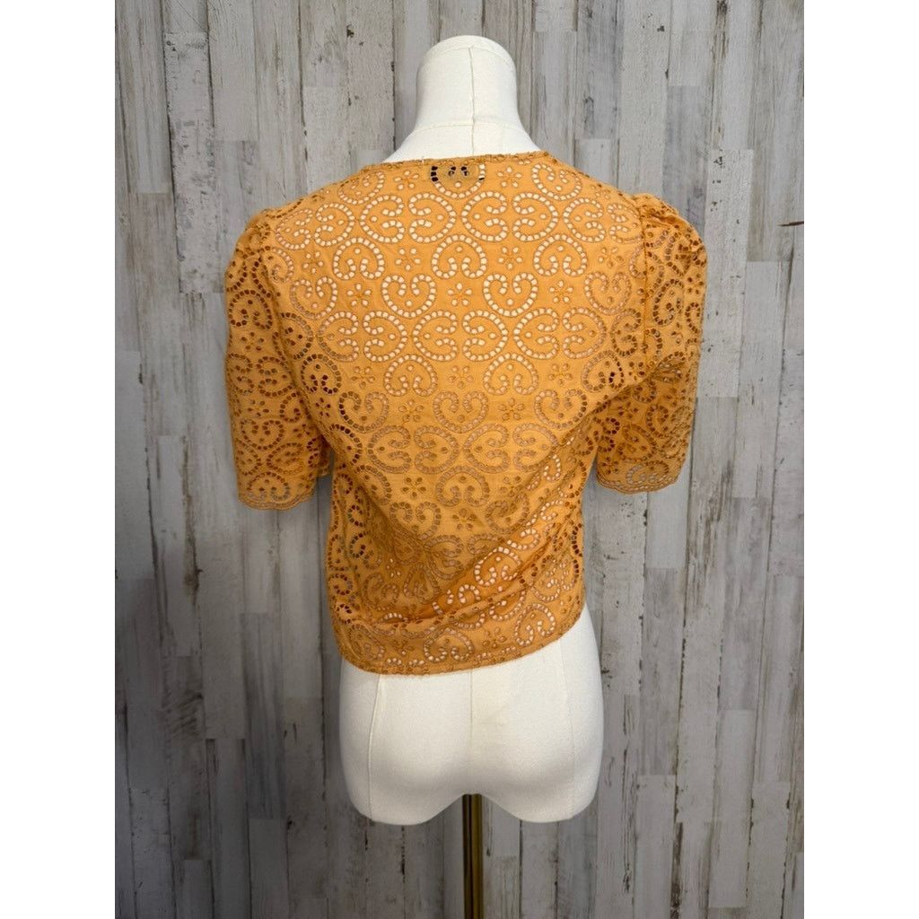 Sandro NWT Sandro Women's Orange Livio Tie Front Blouse Size 0 Size XXS / US 00 / IT 34 - 6 Thumbnail