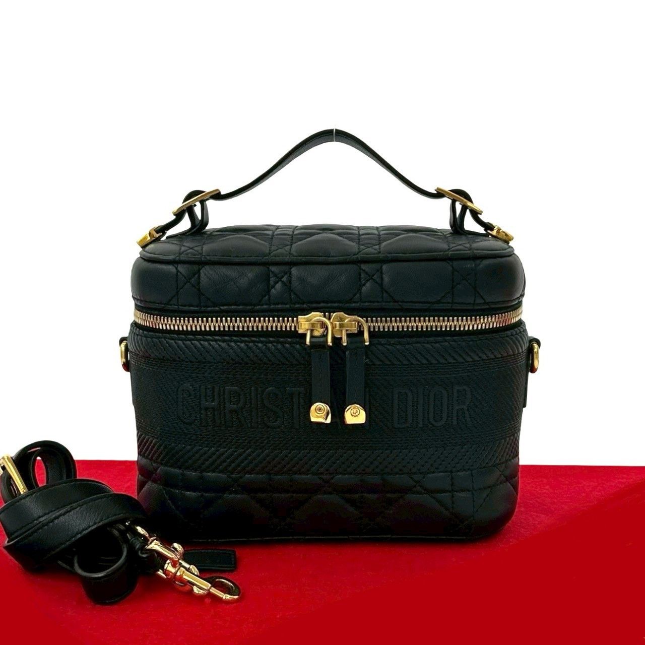 Dior Dior Christian Dior Cannage Calfskin 2way Bag Leather Vanity Bag DUTY FREE for USA Size ONE SIZE - 1 Thumbnail
