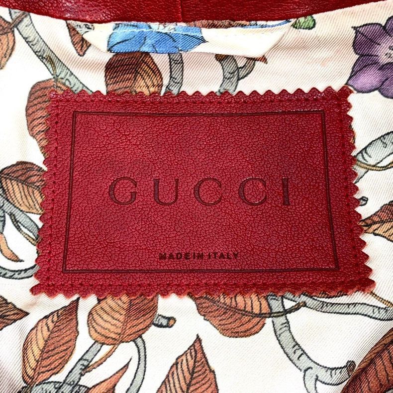 Gucci Gucci Red Leather Long Sleeve Jacket-2506 Size XS / US 0-2 / IT 36-38 - 5 Thumbnail