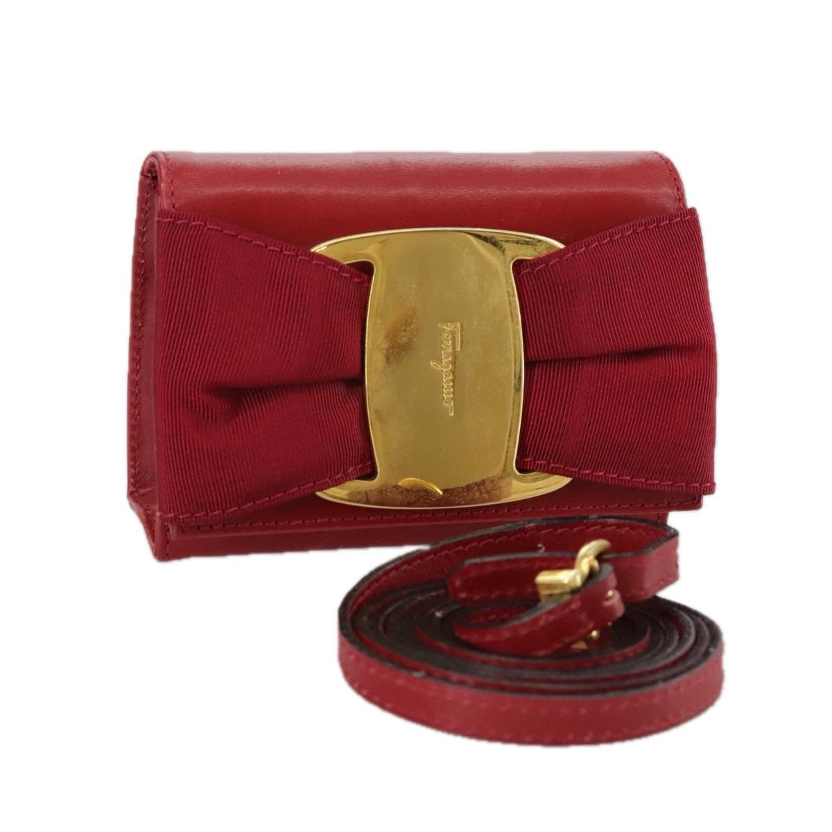 Salvatore Ferragamo Vara Red Leather Clutch Bag (Pre-Owned) Size ONE SIZE - 1 Thumbnail