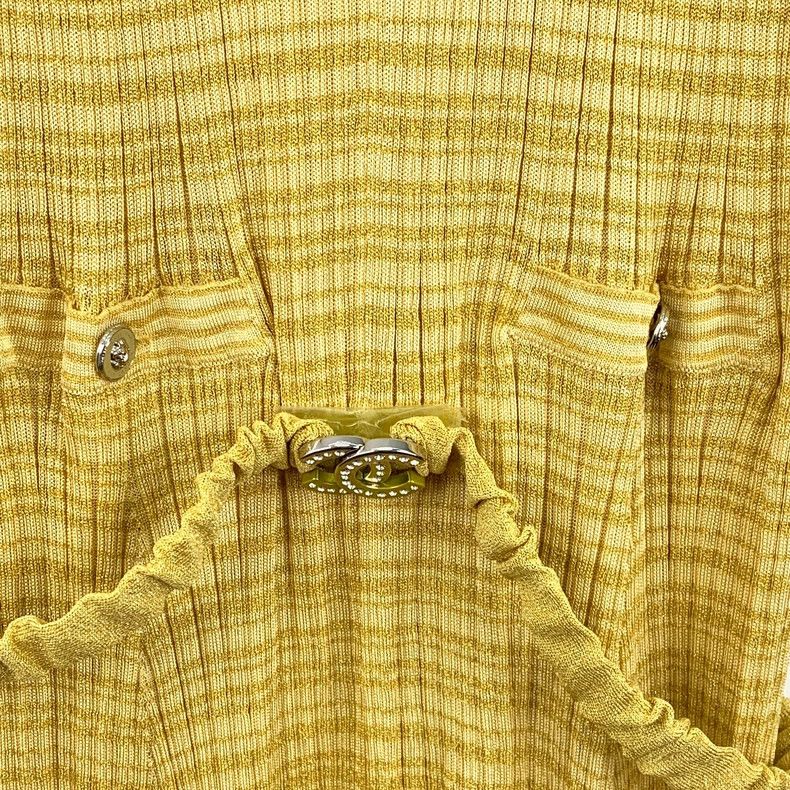 Chanel Chanel Yellow hollow diamond-decorated lapel half-sleeved k Size XS / US 0-2 / IT 36-38 - 4 Thumbnail