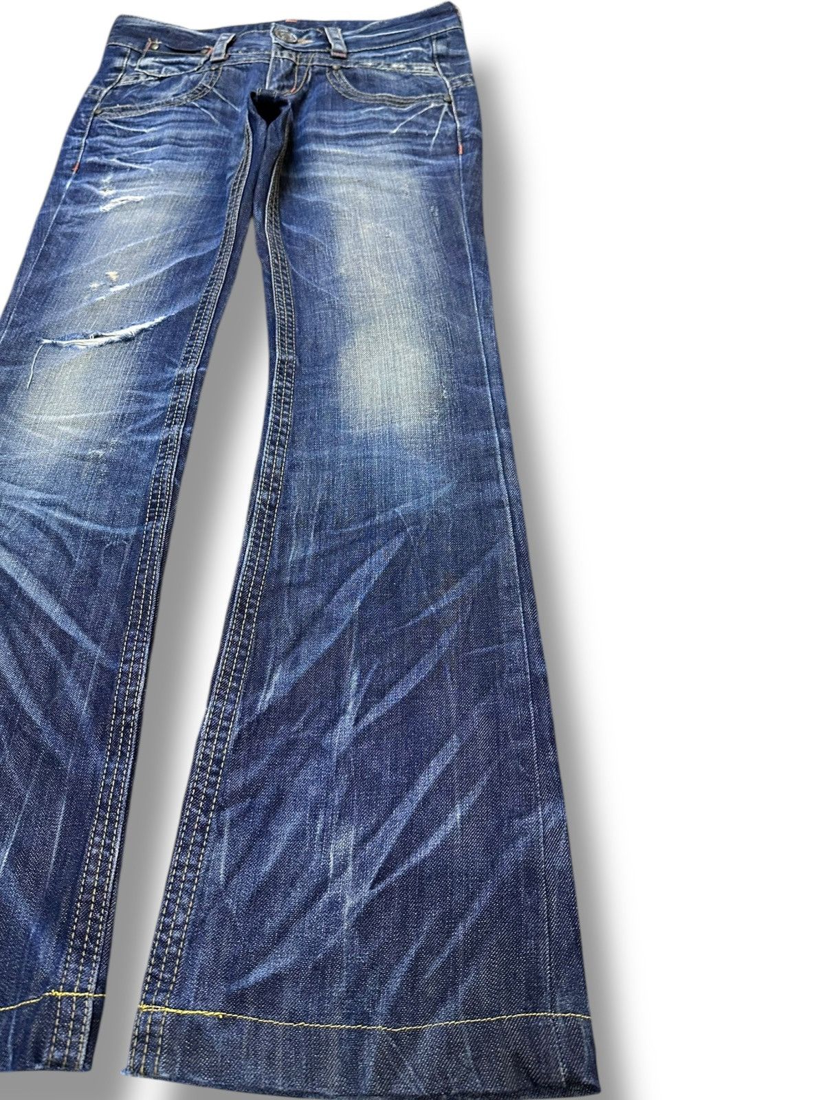 Japanese Brand Vintage Lolita Flare Bootcut Clawmark Whiskers Denim Size US 29 - 4 Thumbnail
