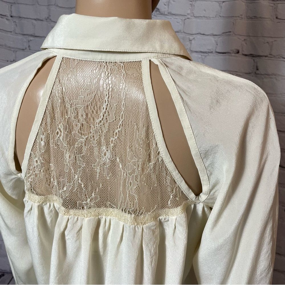 Other Aryn K Silk Lace Ivory Long Sleeve Cut Out Blouse Size S Size S / US 4 / IT 40 - 5 Thumbnail