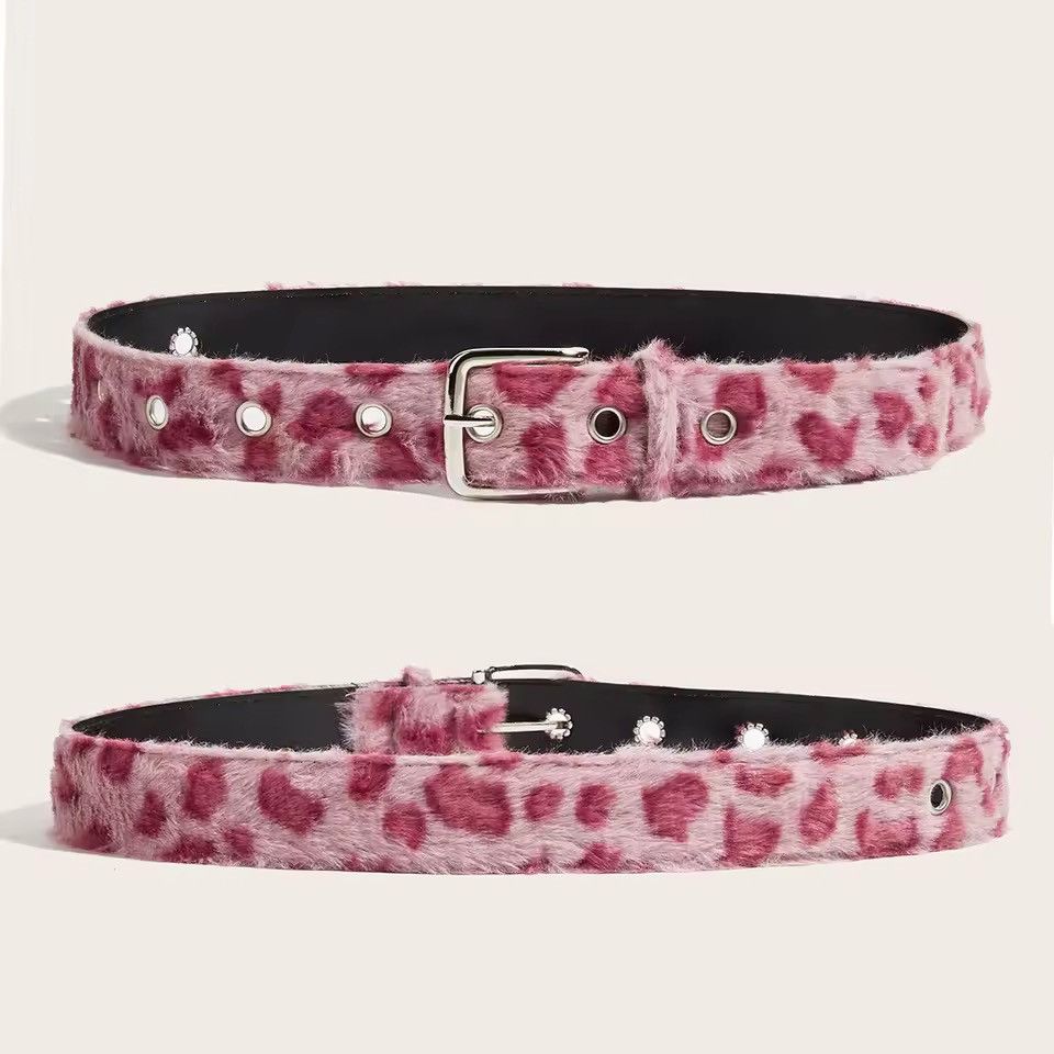 Japanese Brand Y2k snow leopard fuzzy fur belt Size 30 - 3 Thumbnail