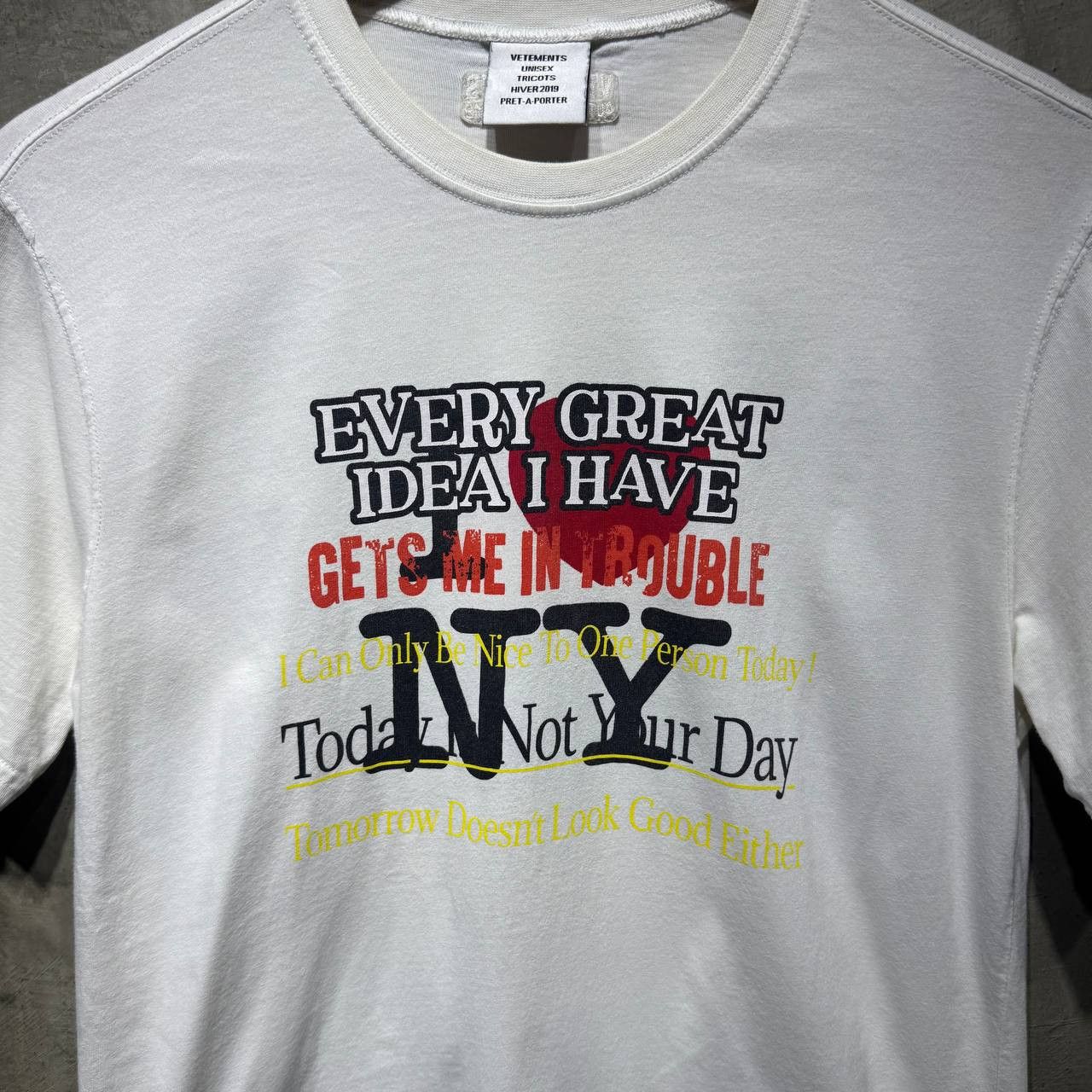 Vetements Vetements Every Great Idea I Have Gets Me in Trouble tee Size S / US 4 / IT 40 - 2 Thumbnail