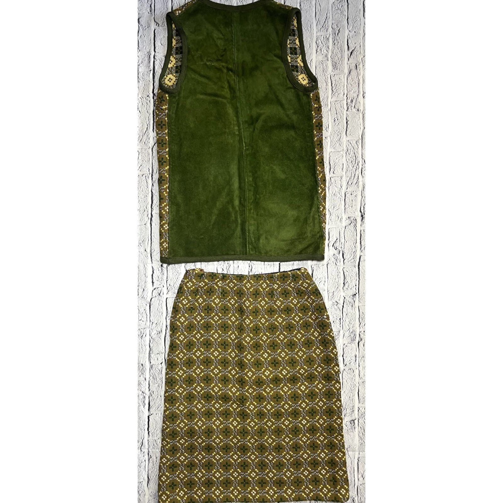 Vintage VINTAGE Welsh Gwydir Garments Pure New Wool/Suede 2pc Skirt Vest Top 34 Small Size XXS / US 00 / IT 34 - 7 Thumbnail