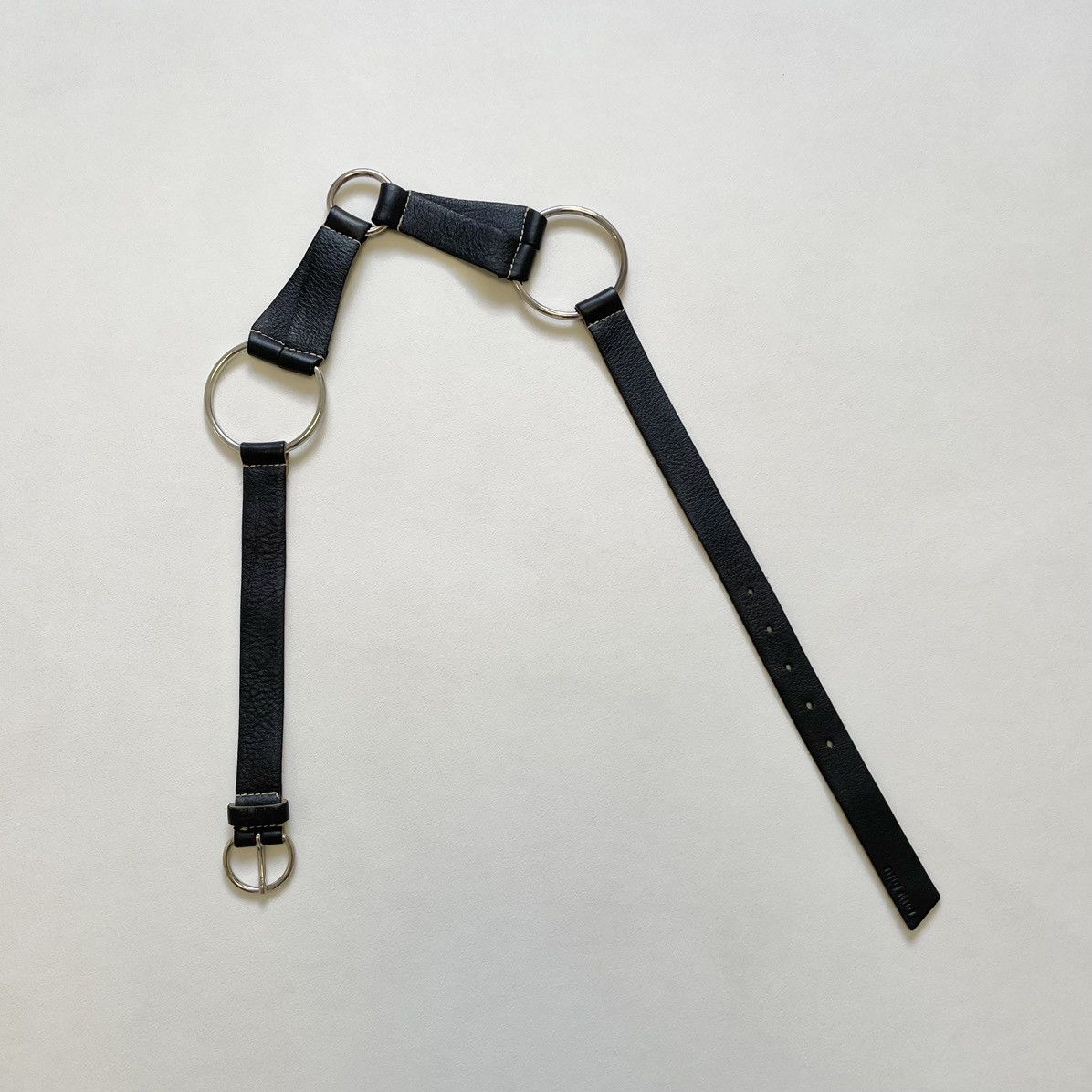 Miu Miu Mid 2000s Black Leather Bondage Belt Size 32 - 5 Thumbnail