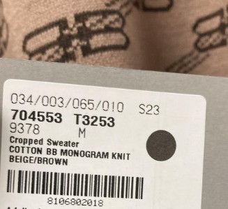 Balenciaga o1la1rc1a1024 BB Monogram Cropped Sweater in Beige/Brown Size M / US 6-8 / IT 42-44 - 3 Thumbnail