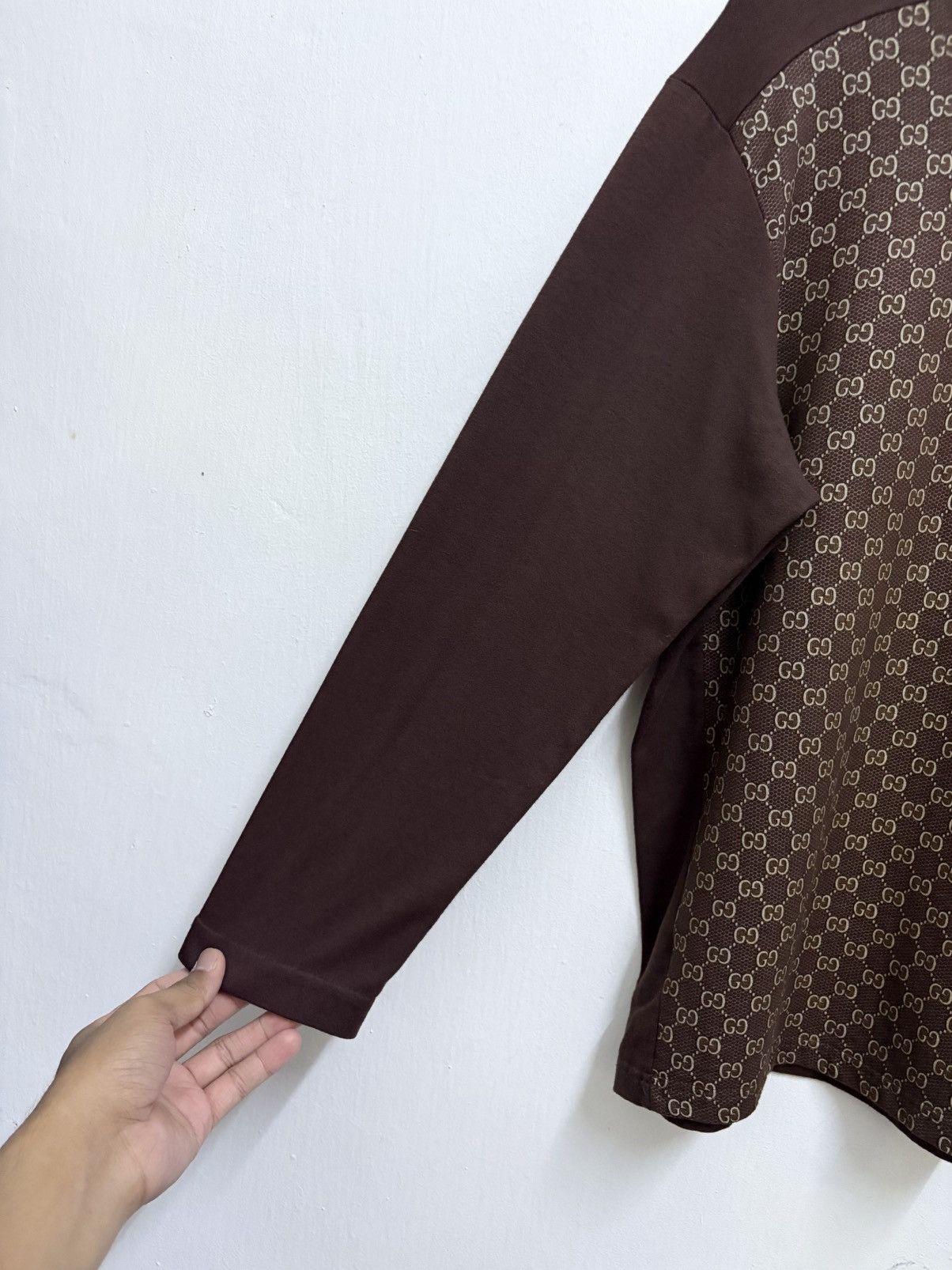 Gucci Vintage 90's Gucci - The GG Monogram Brown L/S T-Shirt Size US M / EU 48-50 / 2 - 6 Thumbnail