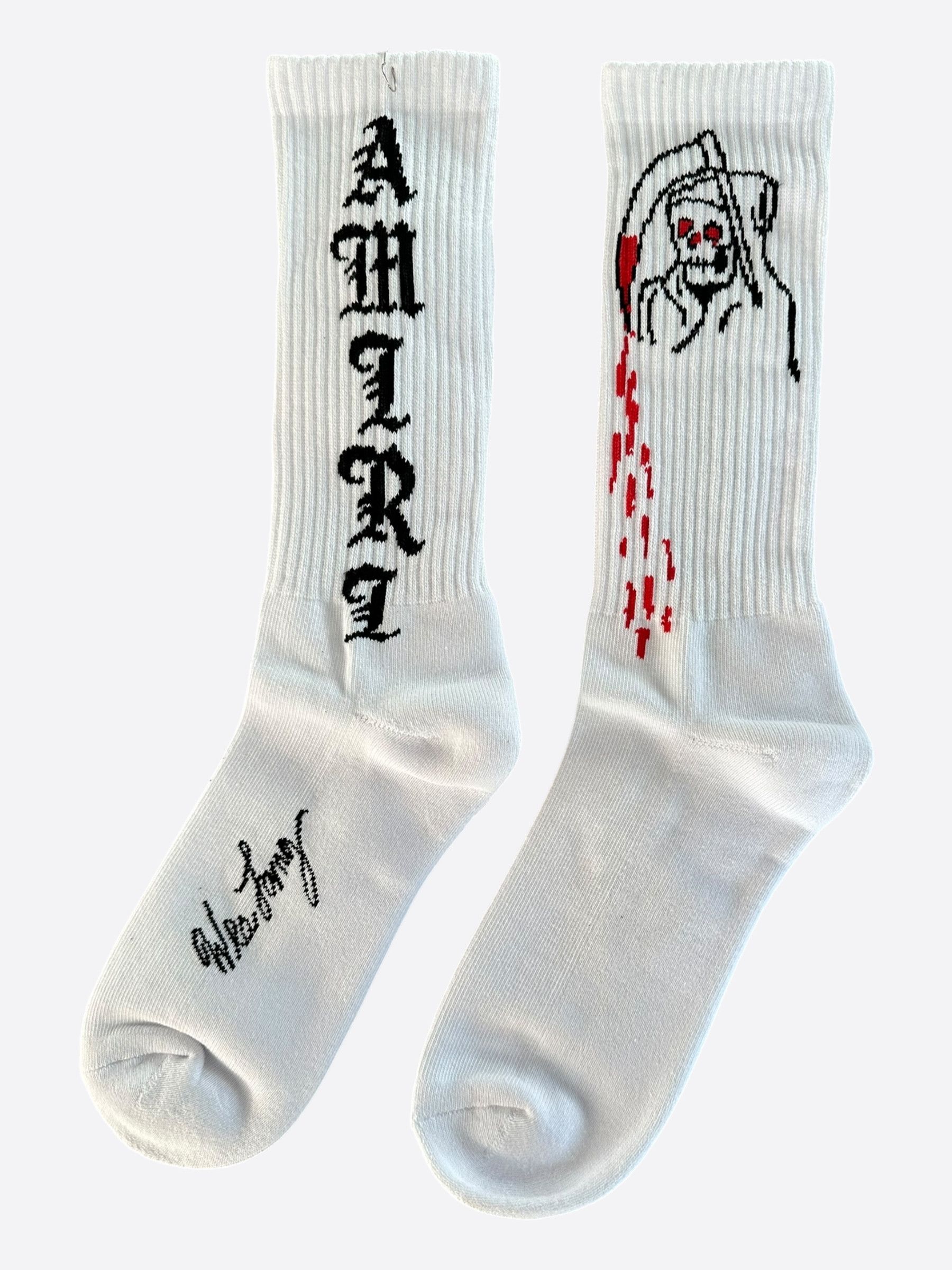 Amiri Amiri Wes Lang White & Black Blood Reaper Socks Size ONE SIZE - 2 Thumbnail