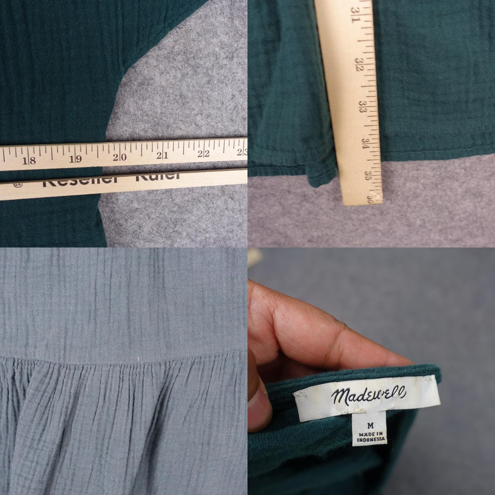 Madewell Madewell Dress Womens Medium Green V Neck Tiered Gauze Flutter Sleeve Boho Shirt Dress Size M / US 6-8 / IT 42-44 - 9 Thumbnail