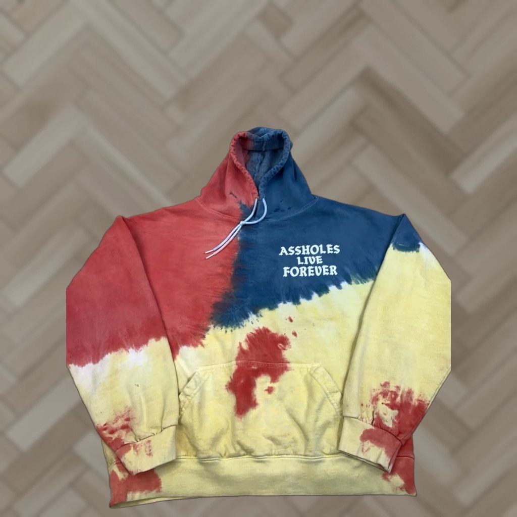 Assholes*s Live Forever Hoodie Mens L Tie Dye Pullover Funny Multicolor