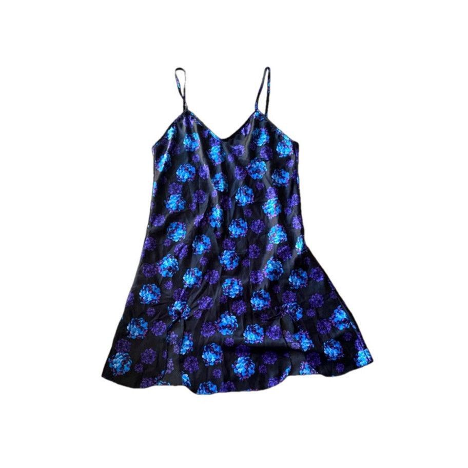 Other Bay6 Black Floral Slip Dress Purple Blue Satin Look Size M Size M / US 6-8 / IT 42-44 - 2 Thumbnail