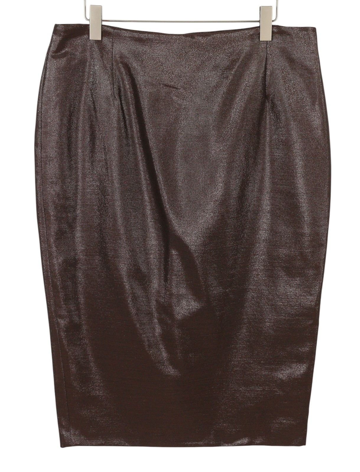 Max Mara EU52 W40 Brown Glitter Wool Blend Midi Skirt 88689 Size 40" / US 18 - 2 Thumbnail