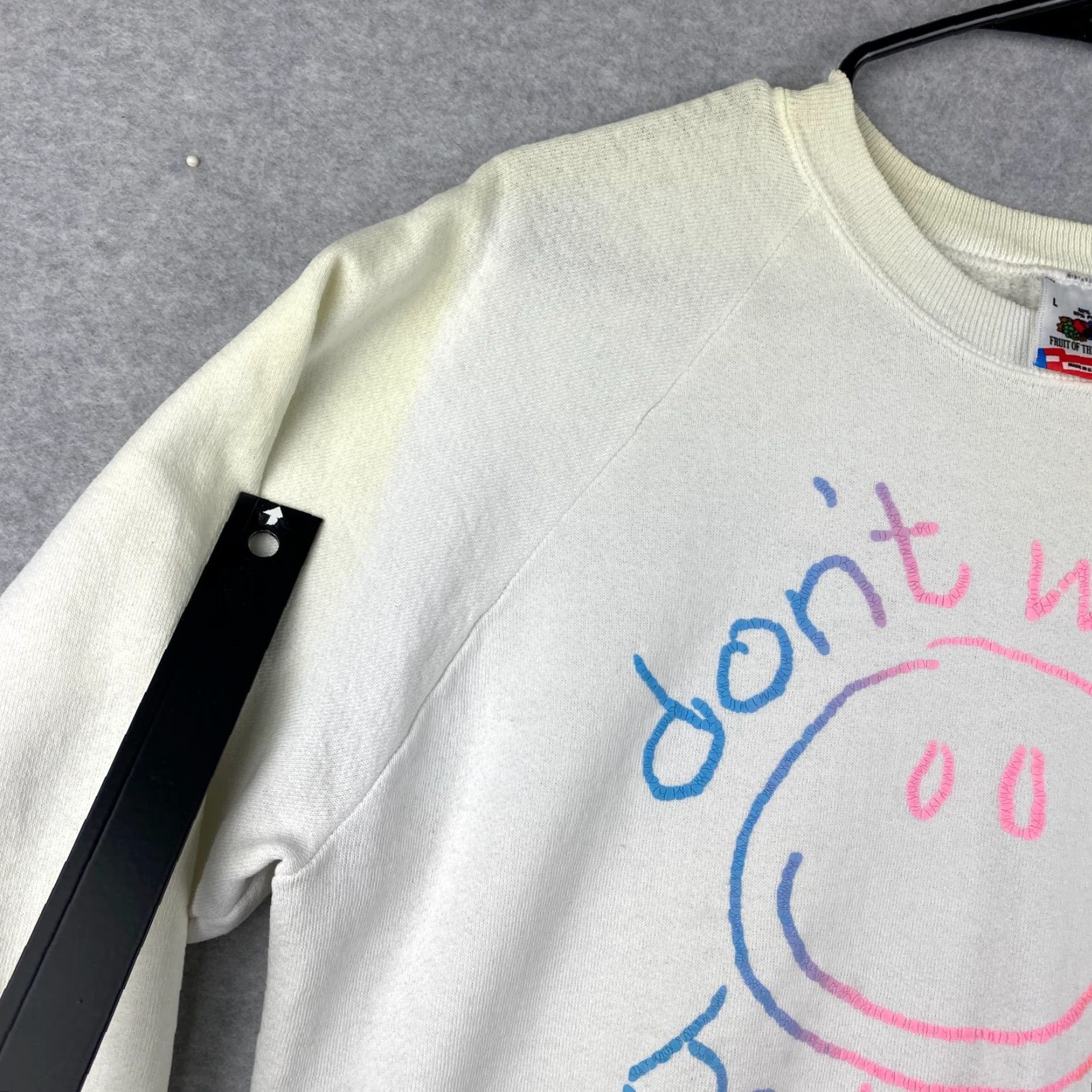 Fruit Of The Loom Fruit Of The Loom Sweater Mens Large White Dont Worry Be Happy USA Made Size US L / EU 52-54 / 3 - 3 Thumbnail
