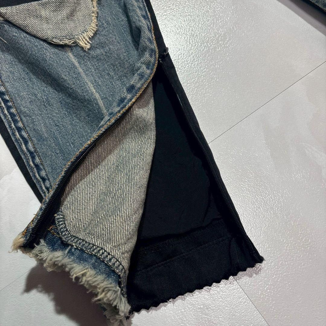Undercover Studded Cropped Denim Silk Panel Distressed Knees Zip Hem Size US 30 / EU 46 - 6 Thumbnail