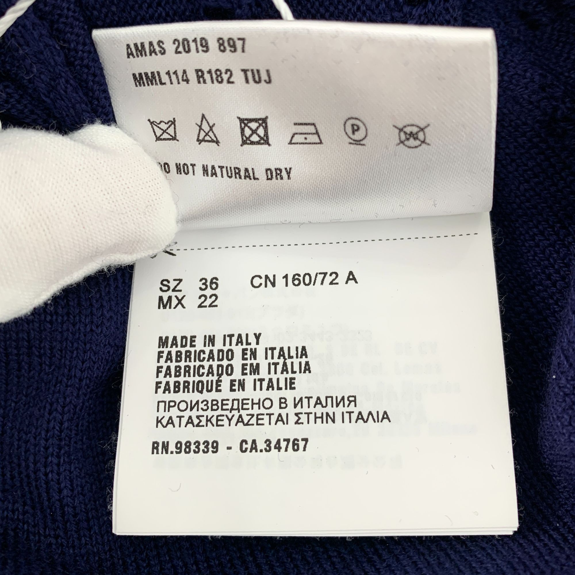 Miu Miu Miu Miu Womens Dark Blue Virgin Wool Heart Pattern Long Slee Size XS / US 0-2 / IT 36-38 - 4 Thumbnail
