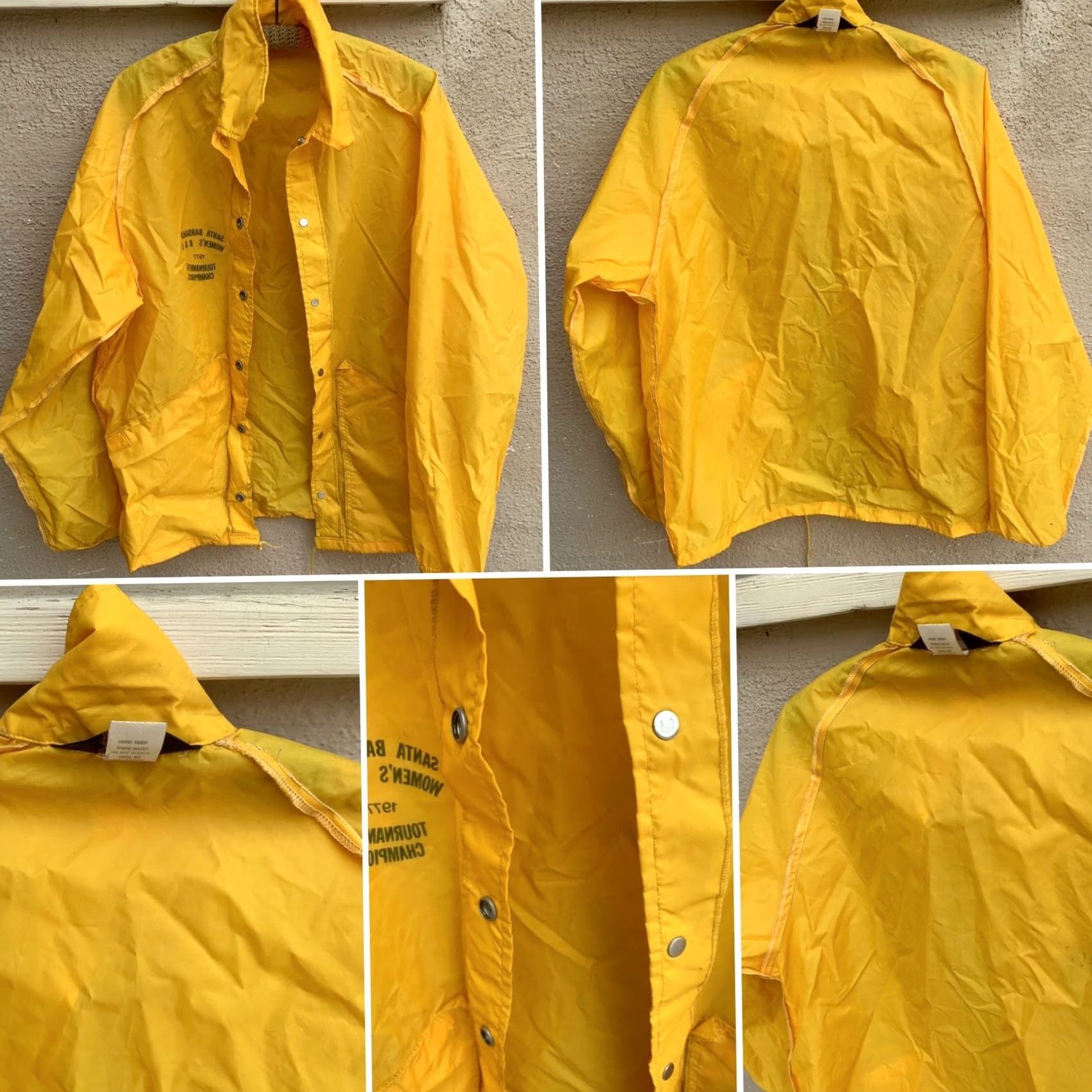 Champion VINTAGE Swingster Santa Barbara Womens B & C 1977 Tournament Champions Windbreaker Jacket Nylon Yellow M Mens/Womens Size M / US 6-8 / IT 42-44 - 3 Thumbnail