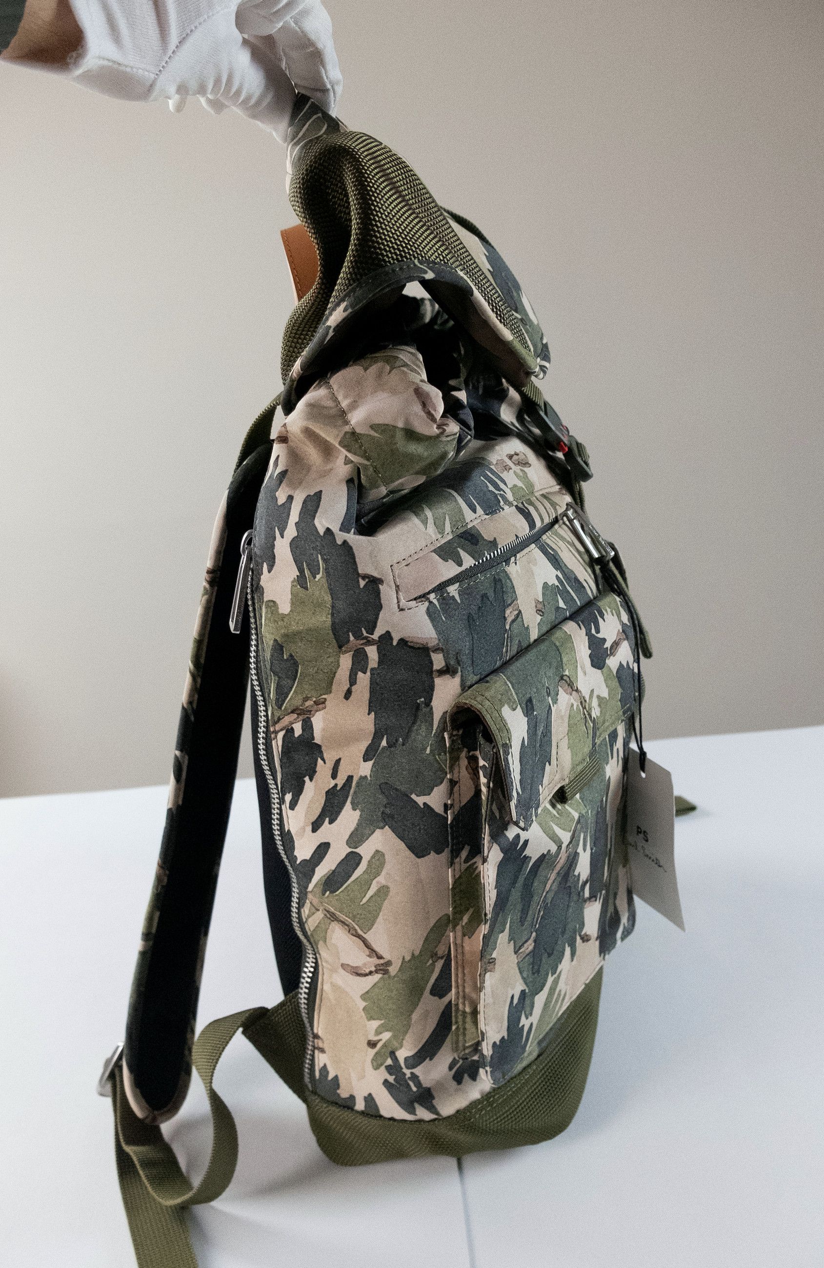 Paul Smith PS PAUL SMITH khaki green abstract print canvas backpack Size ONE SIZE - 10 Thumbnail