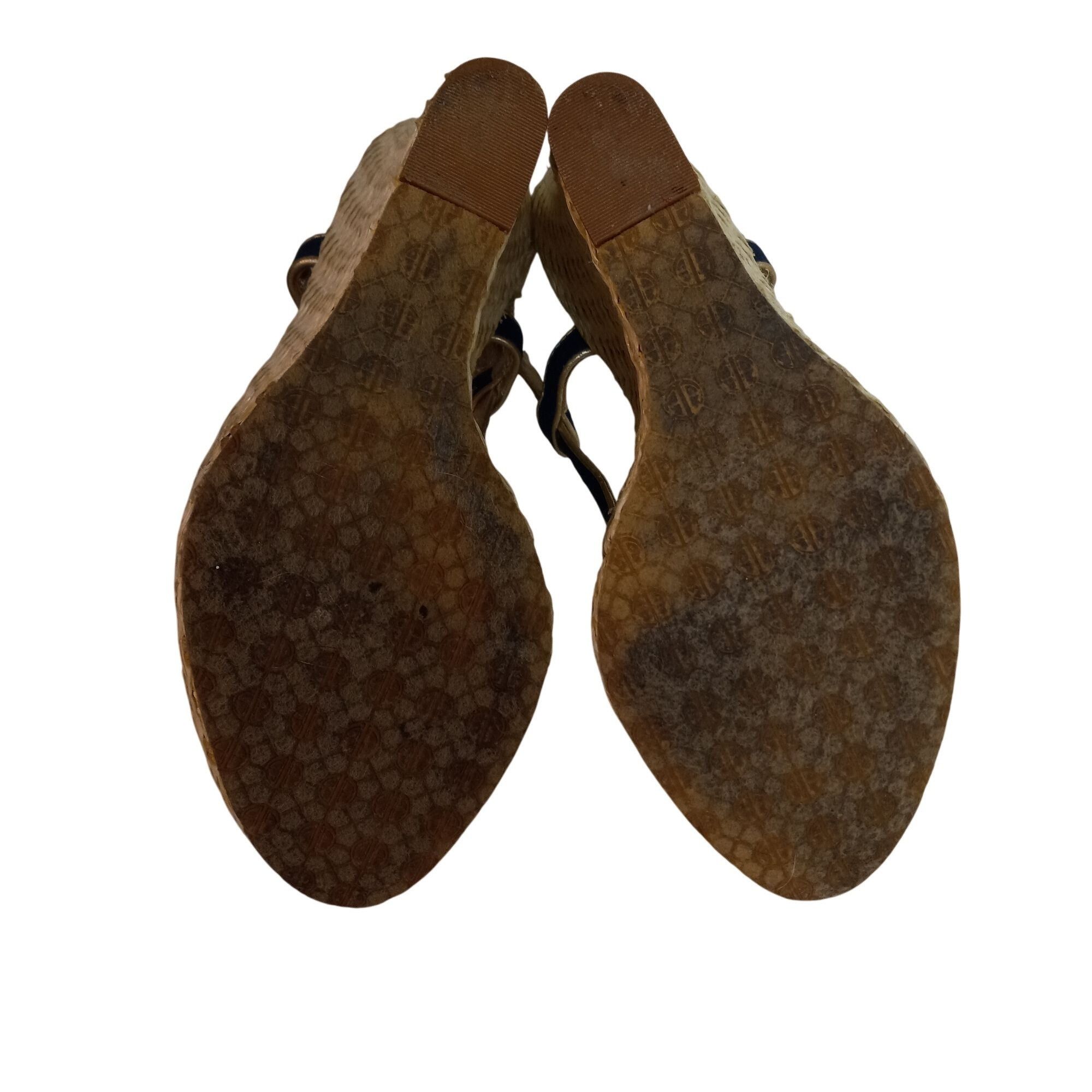 Lilly Pulitzer Lilly Pulitzer 8.5M Sandals Ashley Wedge Canvas Navy Gold Es Size US 8.5 / IT 38.5 - 7 Thumbnail