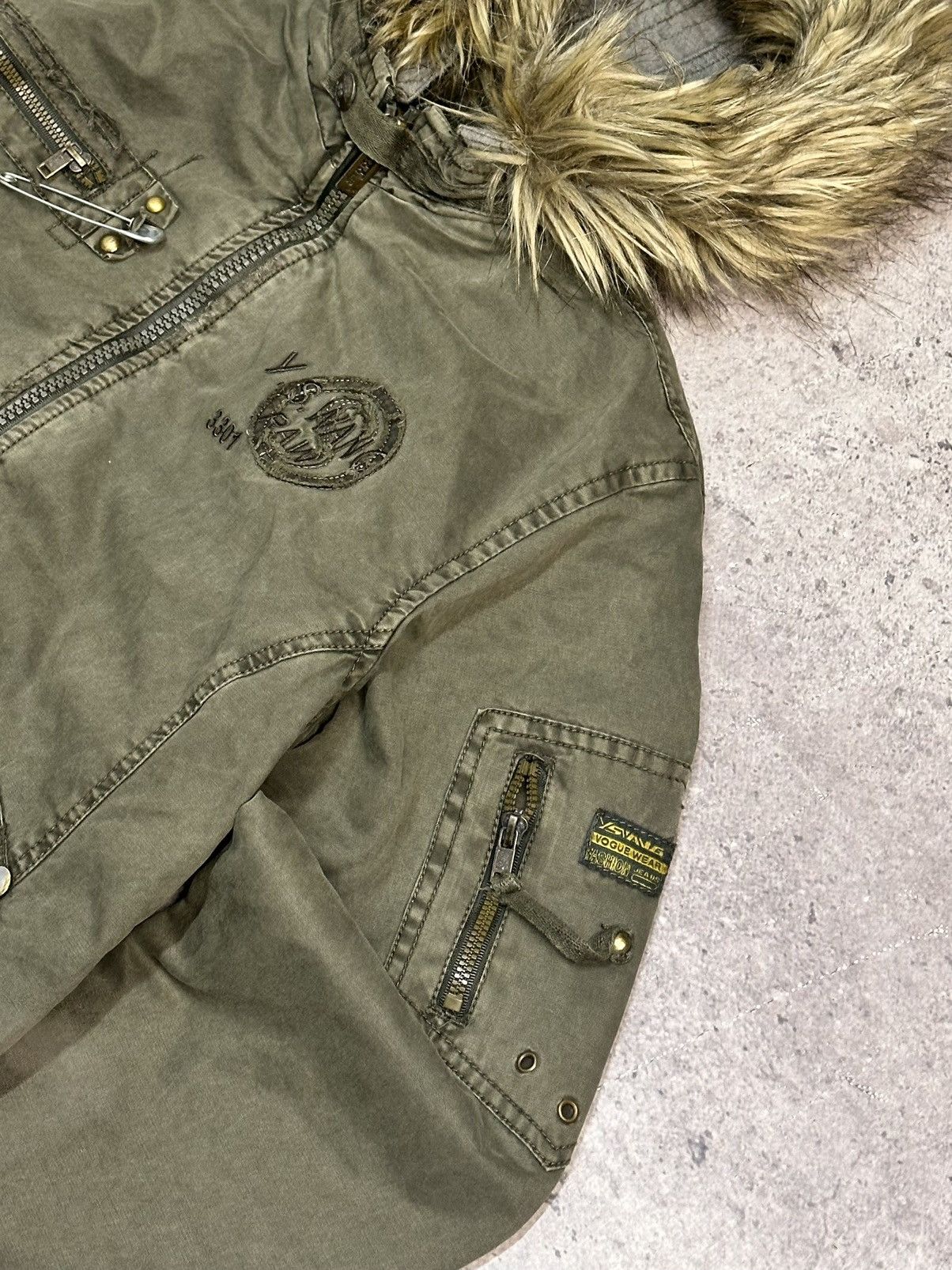 If Six Was Nine Vintage Army Military Fur Hood Jacket Y2K Utility Cropped Size US M / EU 48-50 / 2 - 2 Thumbnail