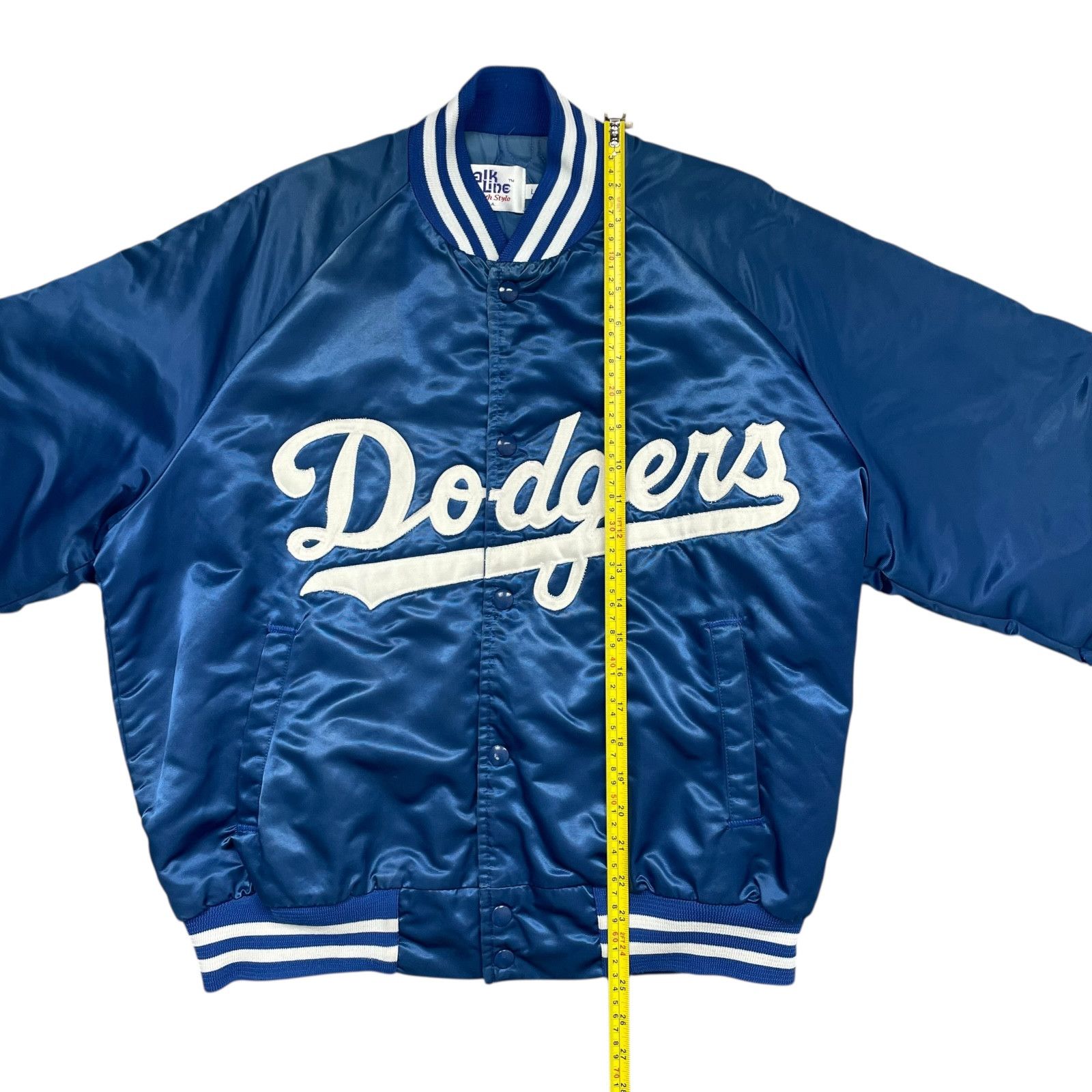MLB VTG 90s LOS ANGELES DODGERS CHALK LINE SATIN BOMBER JACKET Size US L / EU 52-54 / 3 - 8 Thumbnail