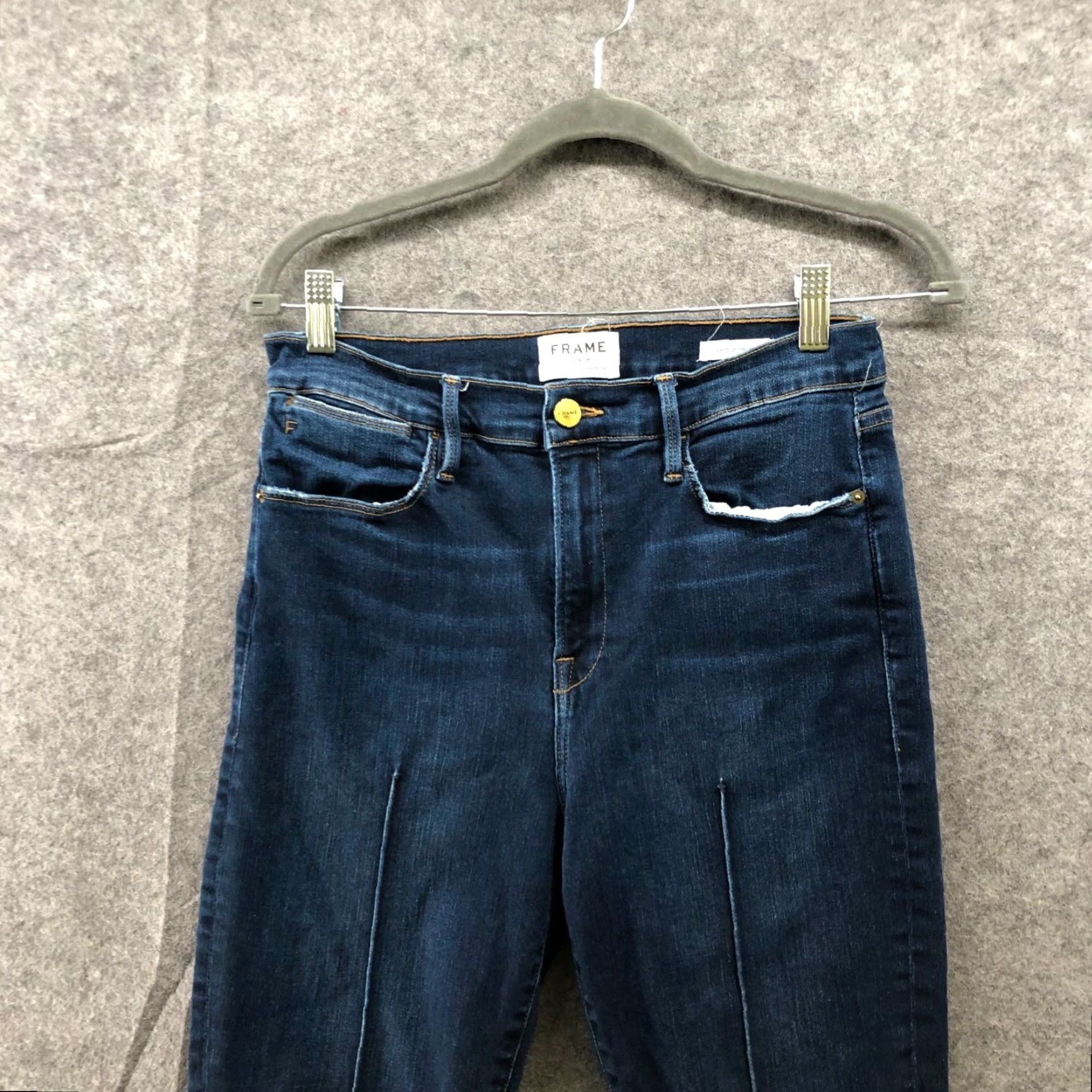Frame Frame Le High Skinny Jean Womens 32 Pintuck Banneker Blue Ankle Stretch Denim Cotton Blend 5-Pocket Slim Jeans Modern Medium Blue 32W Womens Size 24" / US 00 / IT 34 - 3 Thumbnail