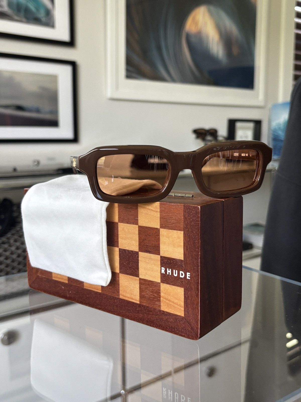 Rhude RHUDE | MOCHA BROWN STEVE FRAMES SUNGLASSES Size ONE SIZE - 6 Thumbnail