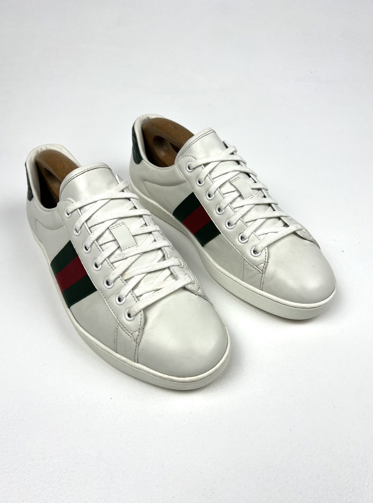 Gucci GUCCI Sneakers Low Top Leather Shoes ACE Web Stripe White Size US 9.5 / EU 42-43 - 2 Thumbnail