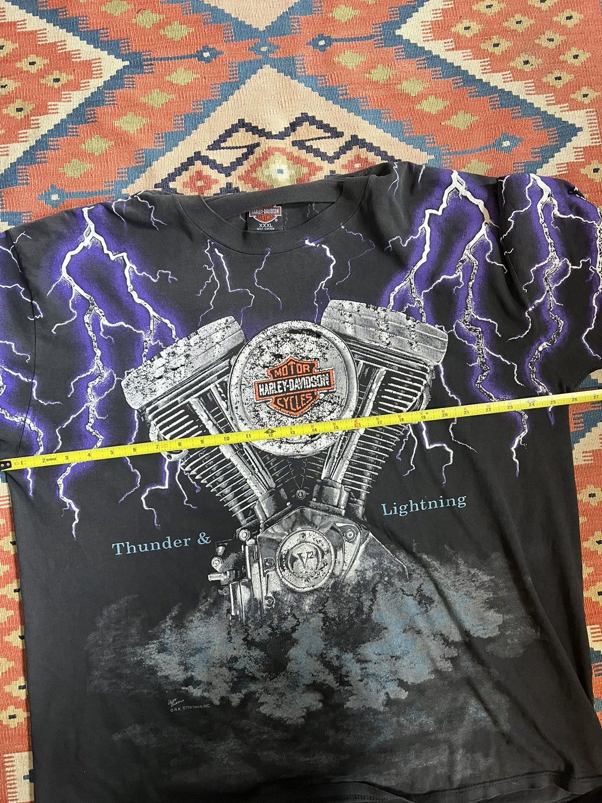 Harley Davidson VTG thrashed Harley Davidson Thunder and Lightning shirt 3XL Size US XXL / EU 58 / 5 - 13 Thumbnail