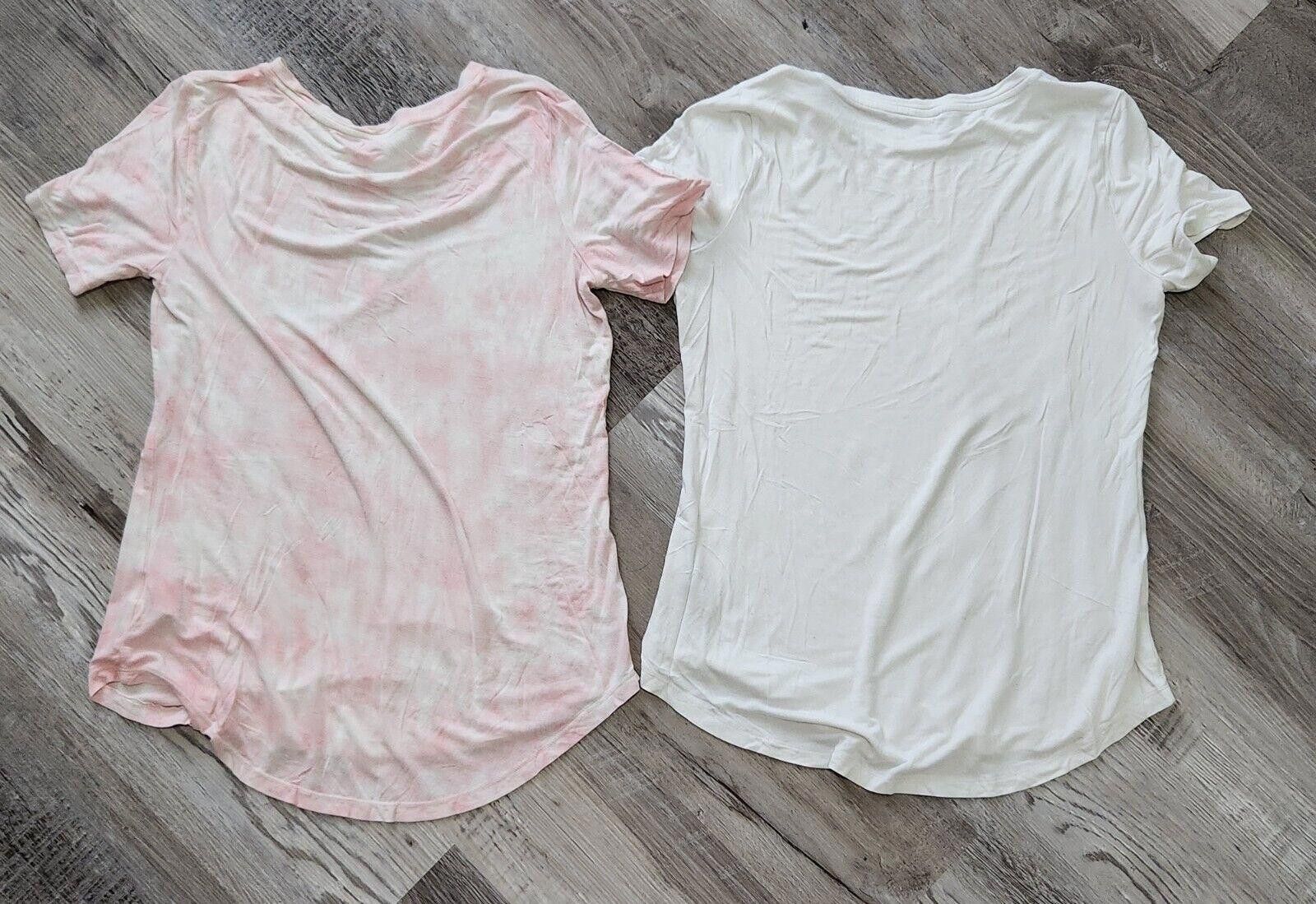 Old Navy Old Navy Luxe Shirts Extra Small Xs White Pink Tie Dye SS Size XS / US 0-2 / IT 36-38 - 3 Thumbnail