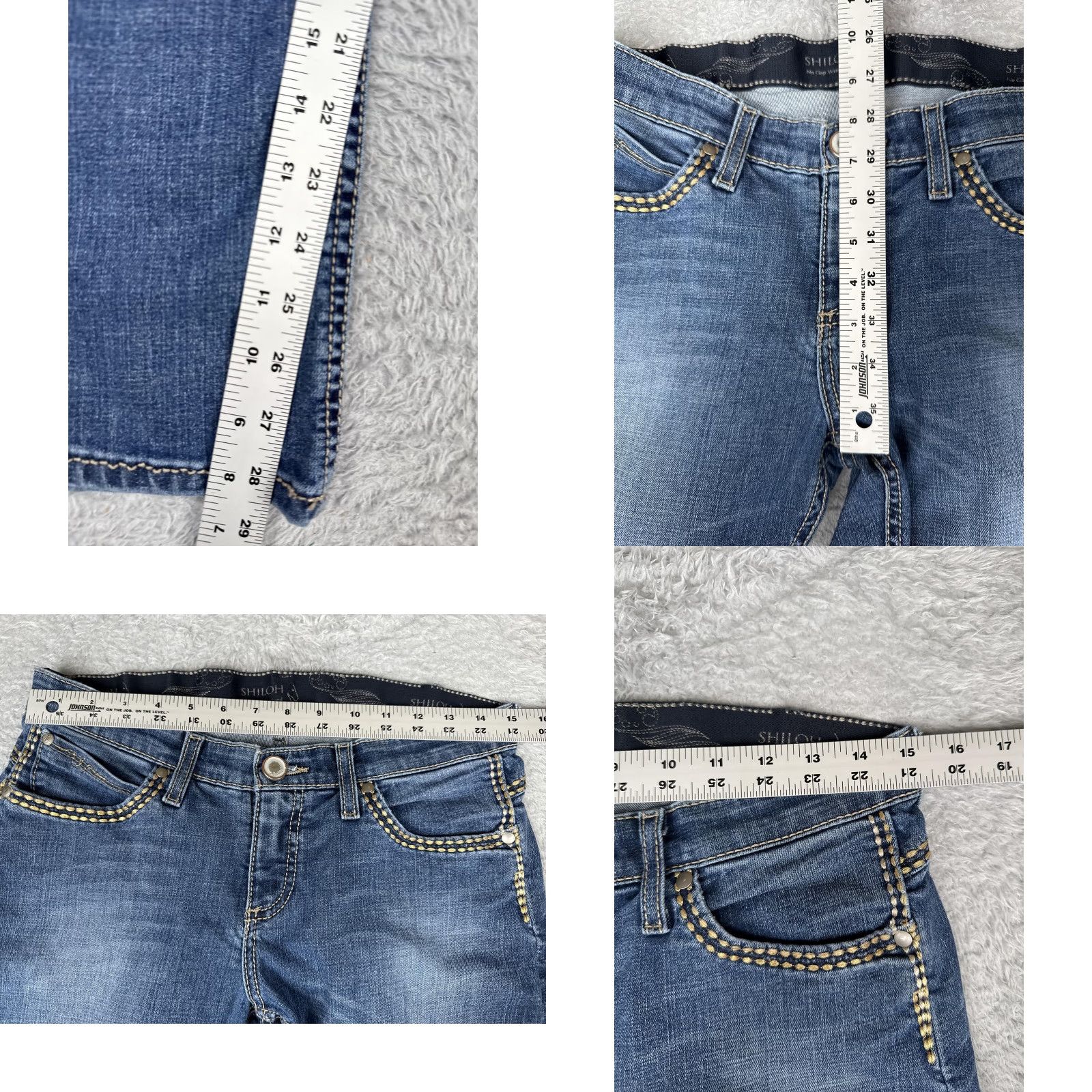 Denime Shiloh Jeans Bootcut Juniors 7/8 Blue Medium Wash Low Rise Stretch Denim 29x32 Size 28" / US 6 / IT 42 - 8 Thumbnail