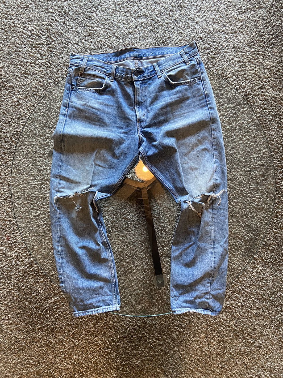 Levi's Vintage Levis 505 Orange Tab Torn Knee Jeans Size US 32 / EU 48 - 1 Thumbnail