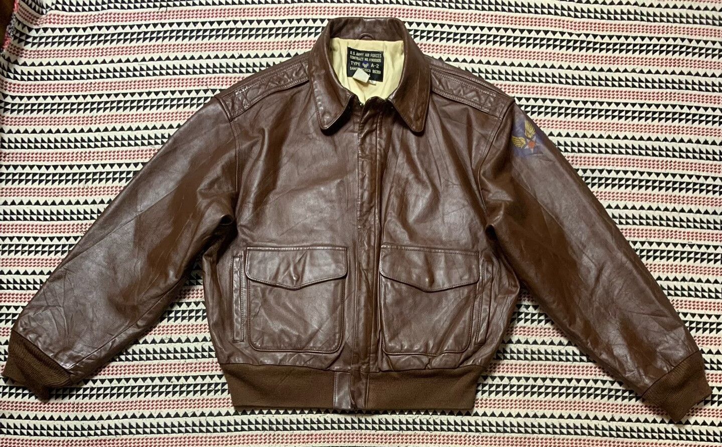 Vintage vintage ameco a-2 military leather jacket Size US M / EU 48-50 / 2 - 1 Thumbnail
