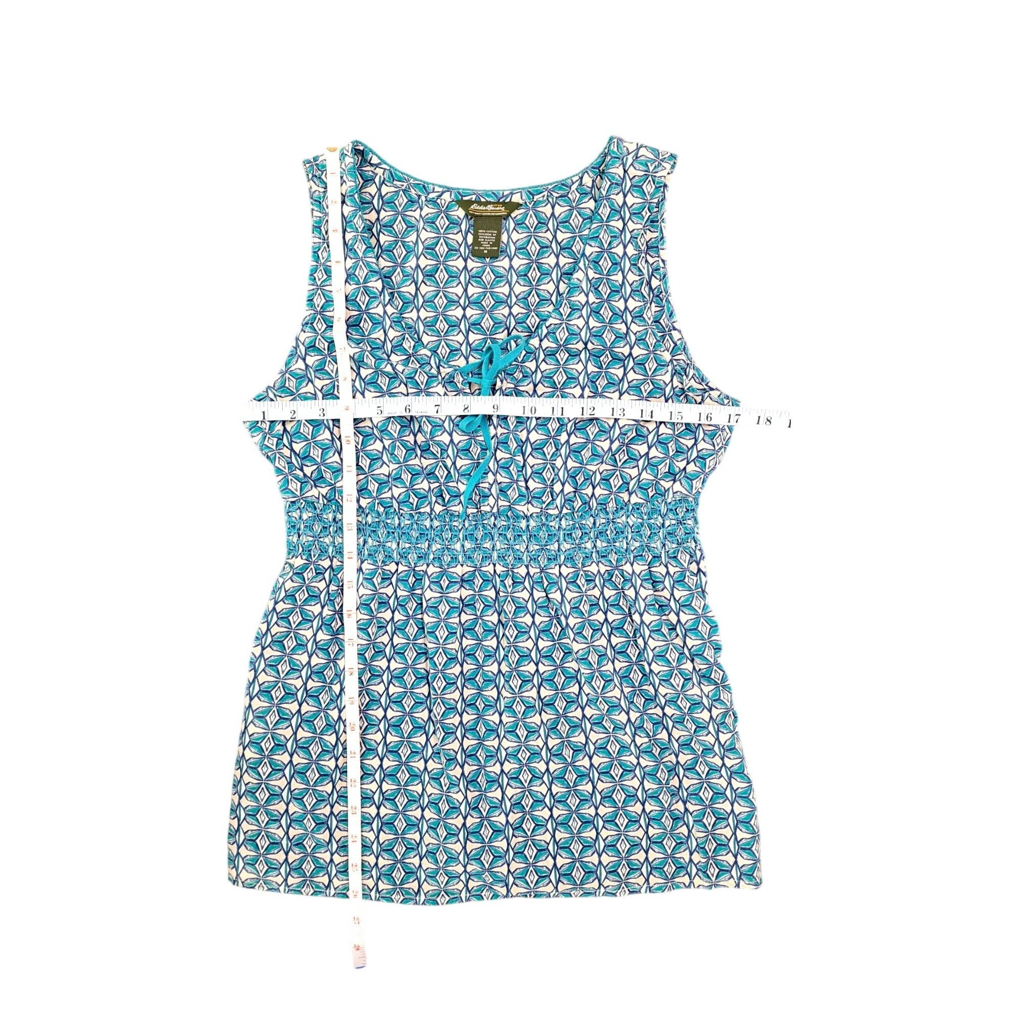 Eddie Bauer Eddie Bauer Blue Teal Geometric Sleeveless V Neck Blouse Top Size M / US 6-8 / IT 42-44 - 7 Thumbnail