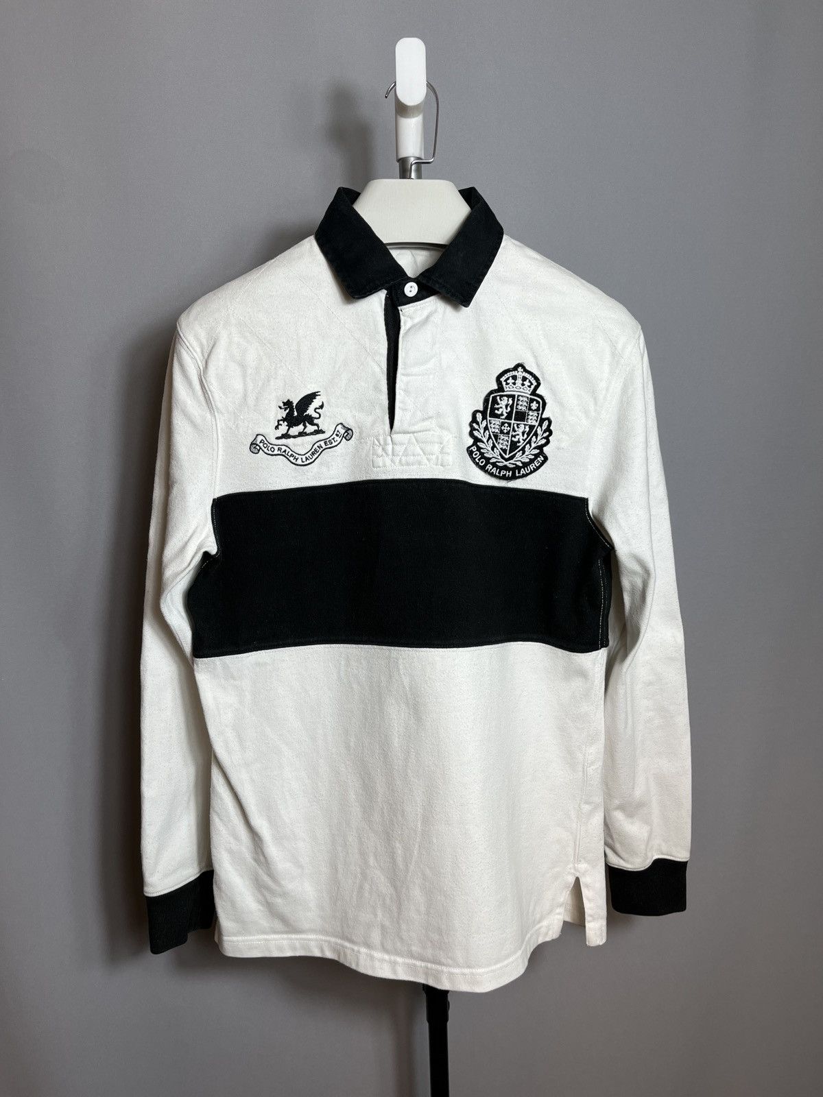 Vintage 90s Polo Ralph Lauren Rugby Long White Mens Cotton Size US S / EU 44-46 / 1 - 1 Thumbnail