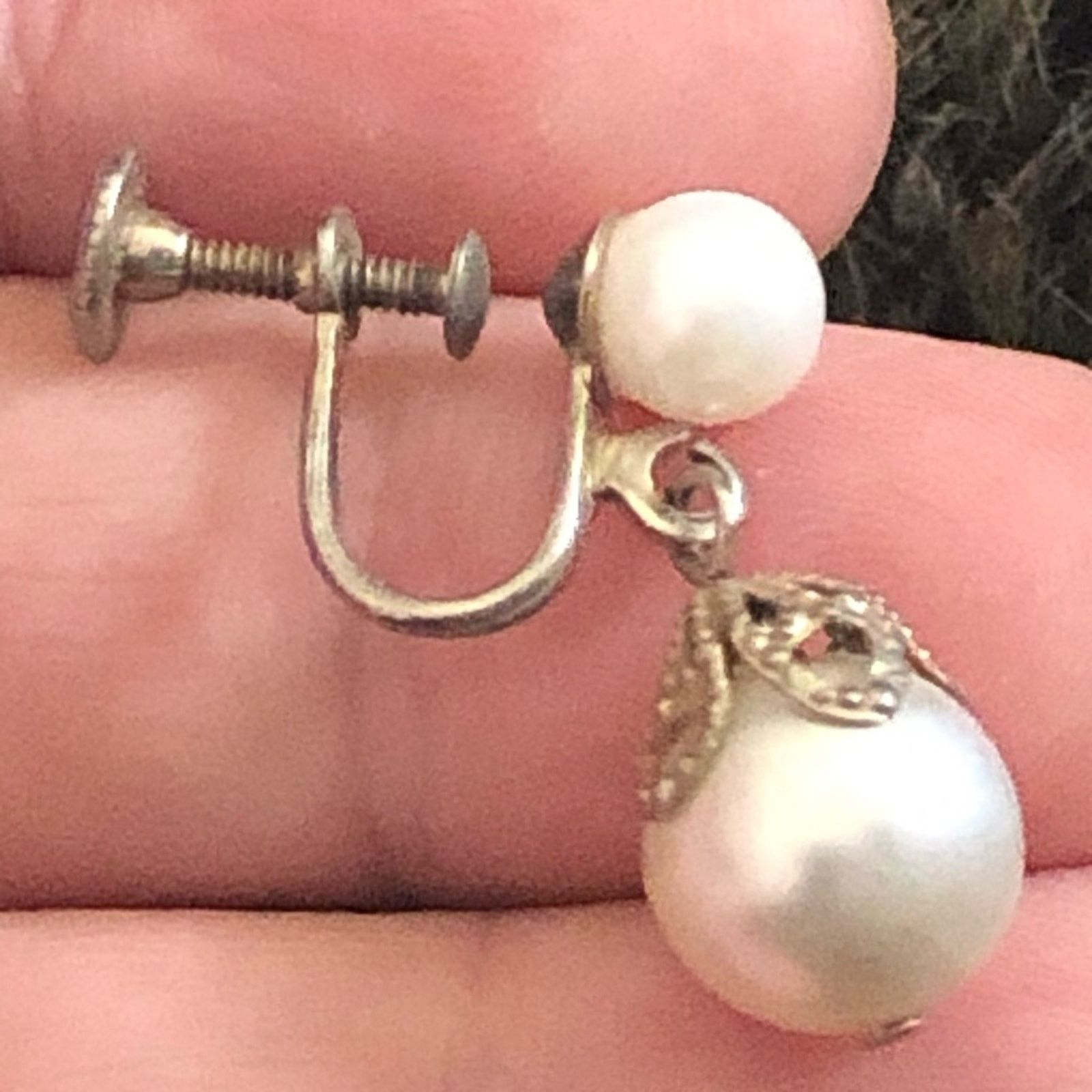 Vintage Vintage 40s-50s bell capped faux pearl clip ons Size ONE SIZE - 6 Thumbnail