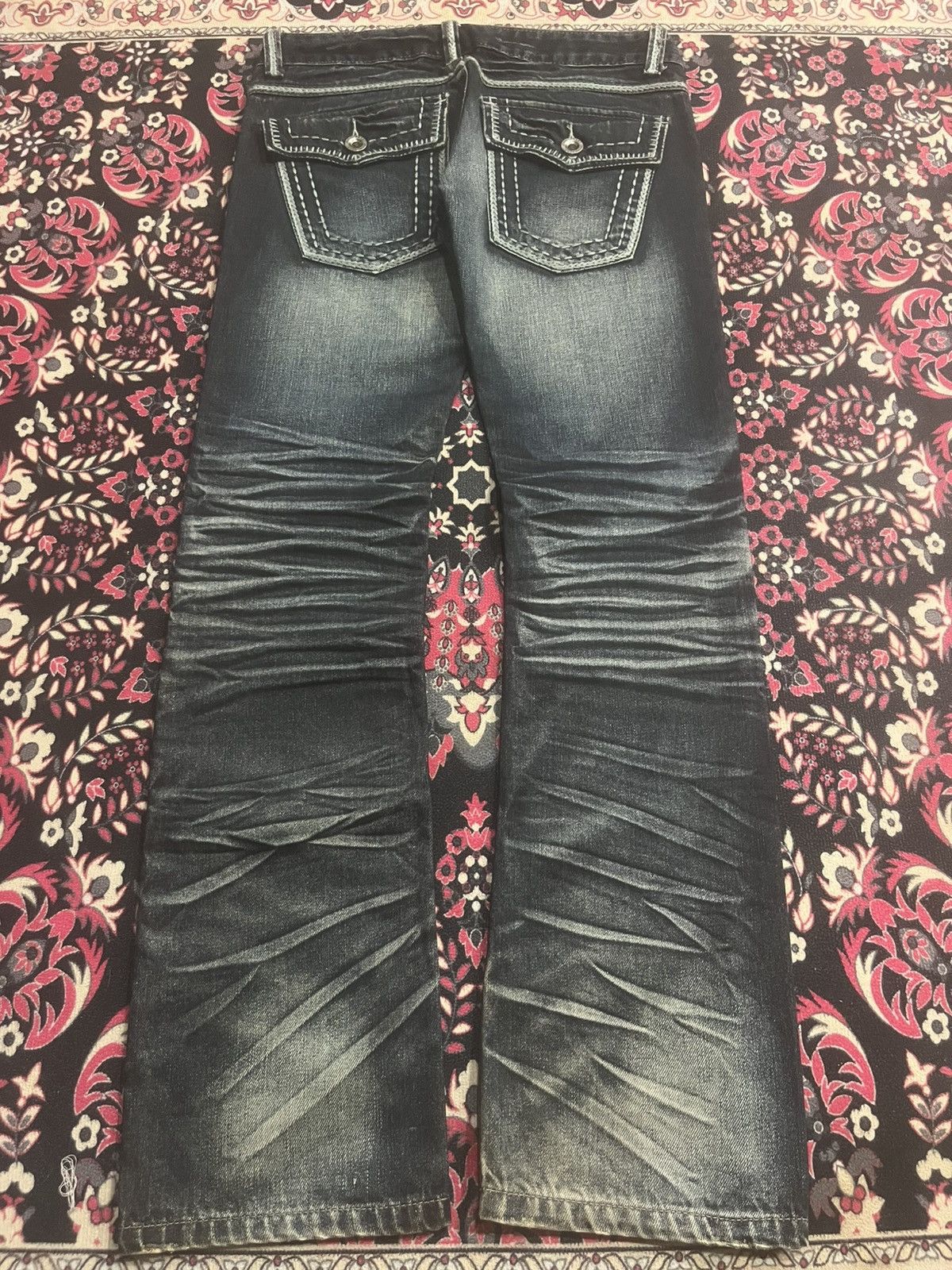Tornado Mart Y2K Japan Beast Harajuku Style Heavy Honeycomb Dark Rip Jean Size 30" / US 8 / IT 44 - 2 Thumbnail