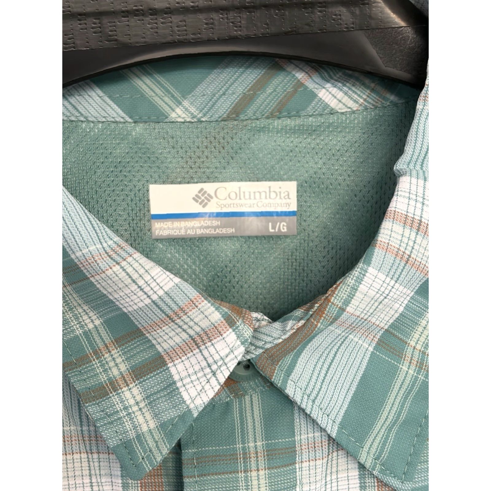 Altea Columbia Shirt Mens Vented Teal Green Plaid Short Sleeve Large Button-Front Pocket Breathable Regular Fit Casual Travel - 3D Size US L / EU 52-54 / 3 - 6 Thumbnail